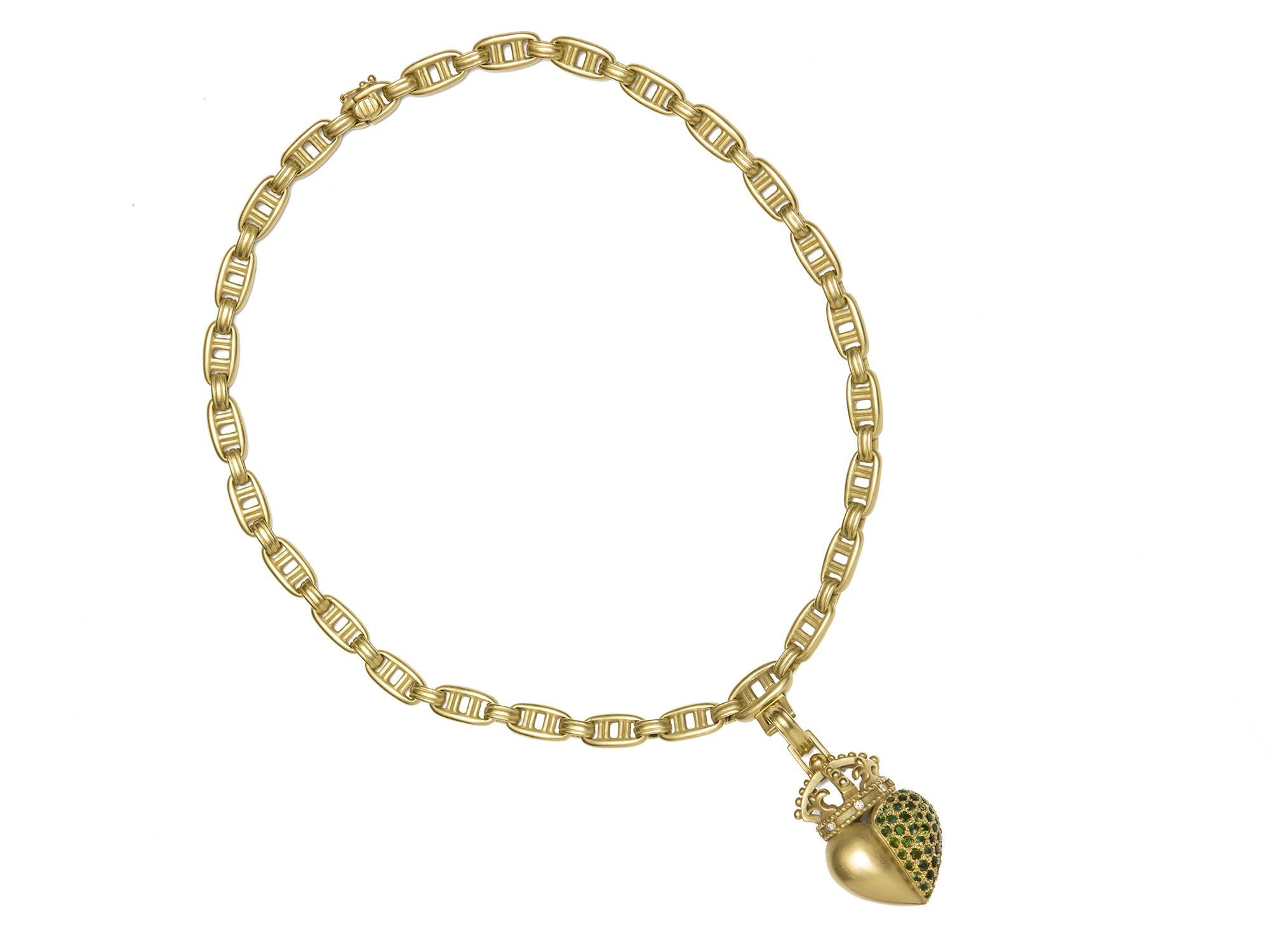 Kieselstein-Cord Diamant, Turmalin, 18k Kronenherz-Anhänger, Brosche, Halskette für Damen oder Herren