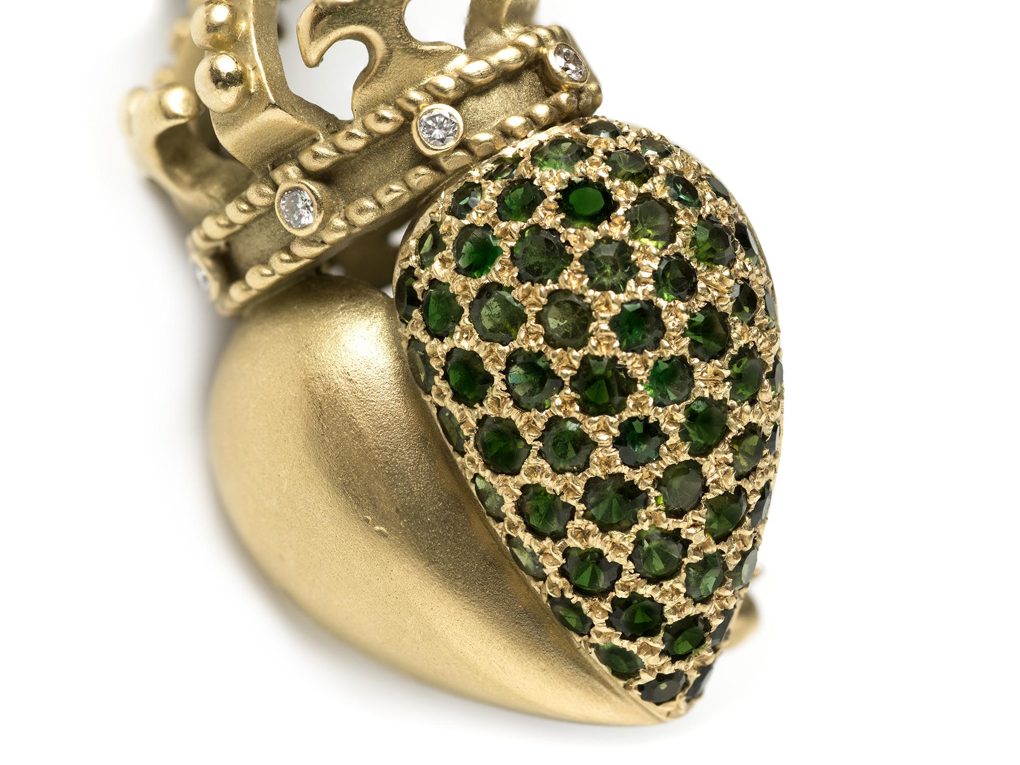 Kieselstein-Cord Diamant, Turmalin, 18k Kronenherz-Anhänger, Brosche, Halskette 2