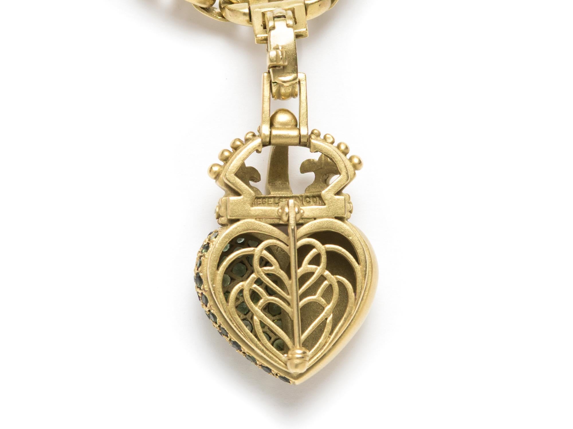 Kieselstein-Cord Diamant, Turmalin, 18k Kronenherz-Anhänger, Brosche, Halskette 3
