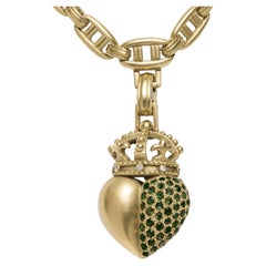Kieselstein-Cord Diamond, Tourmaline, 18k Crown Heart Pendant, Brooch, Necklace