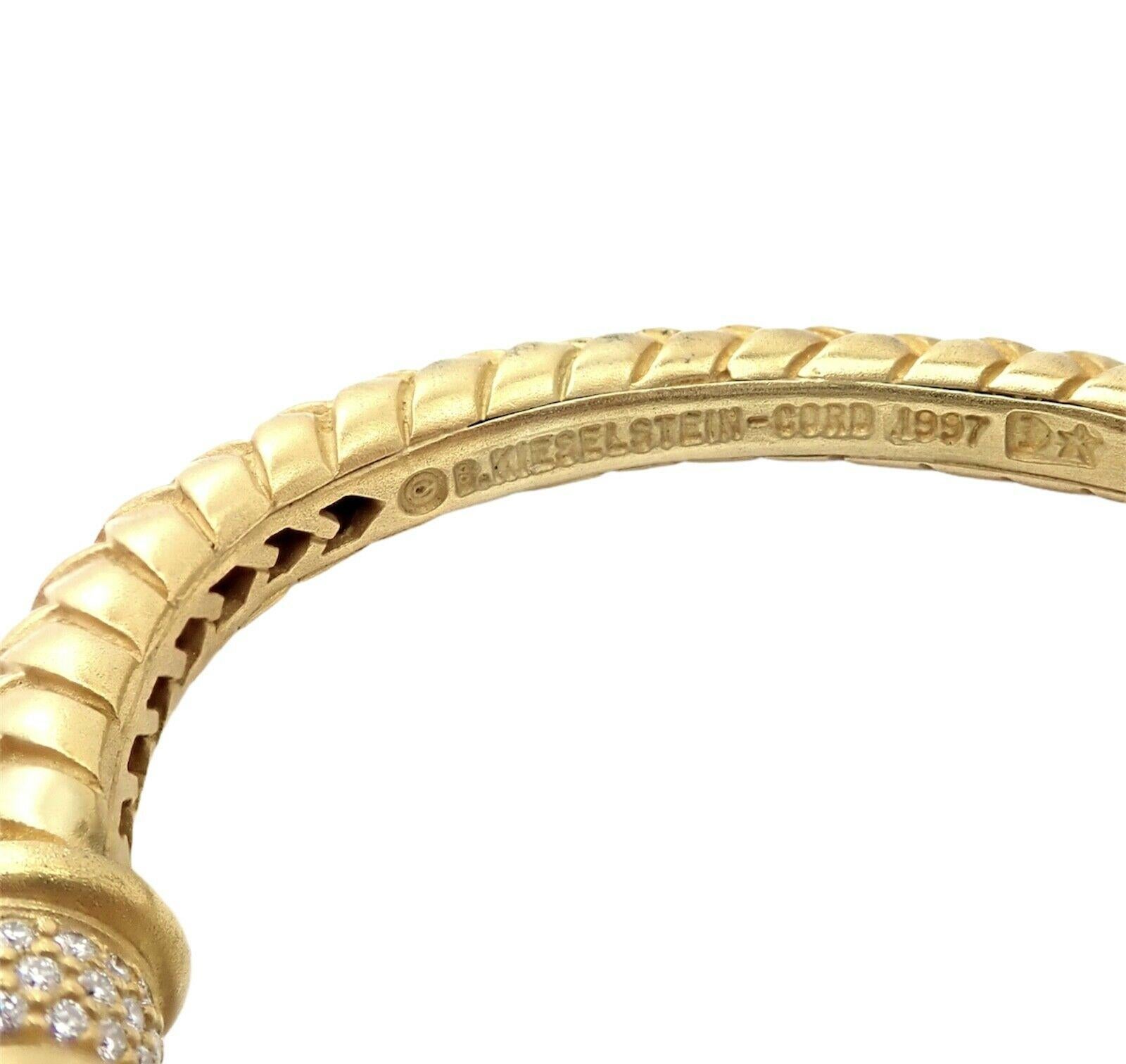 Kieselstein Cord Diamond Two Alligator Heads Yellow Gold Bangle Bracelet In Excellent Condition For Sale In Holland, PA