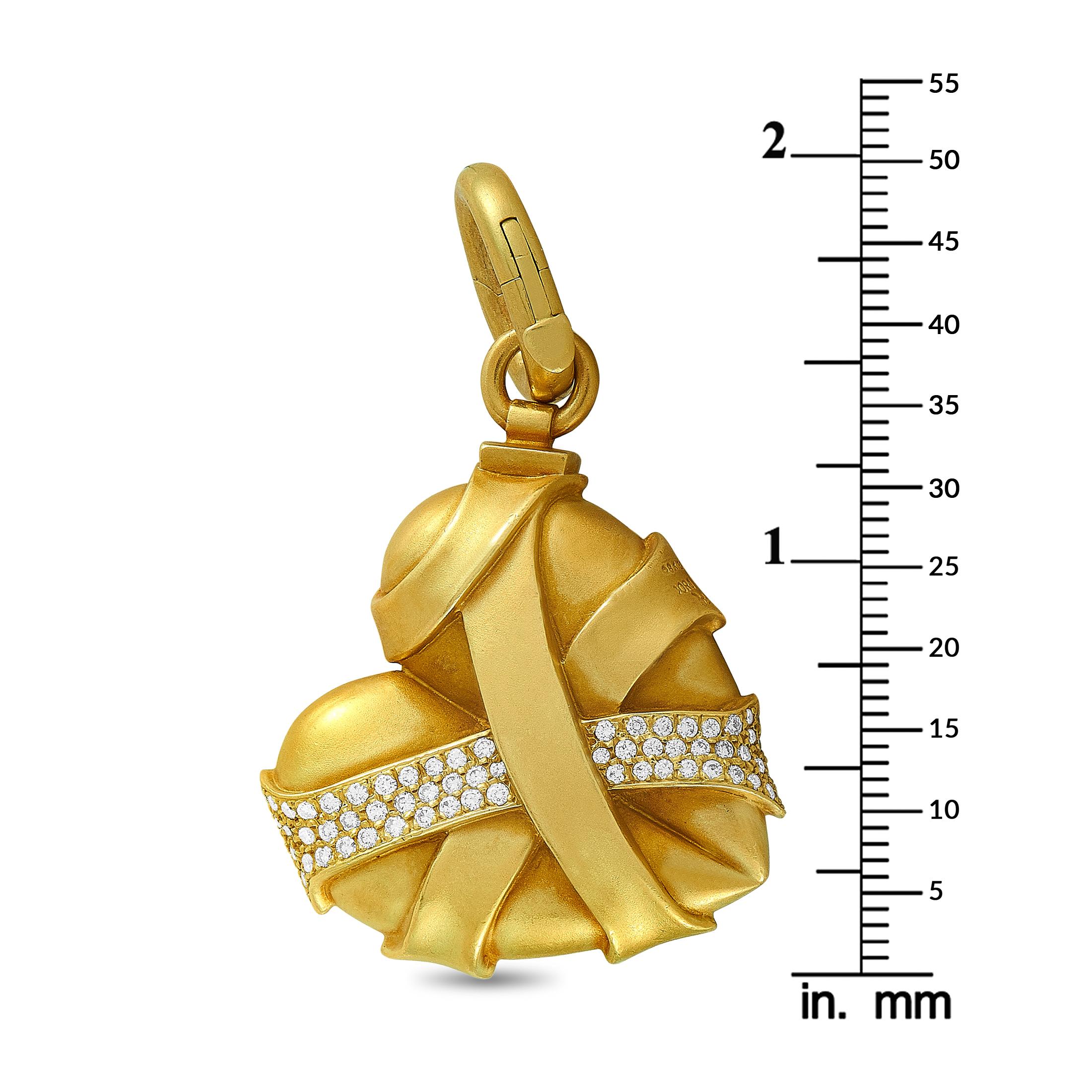 Women's or Men's Kieselstein-Cord Diamond Yellow Gold Heart Pendant