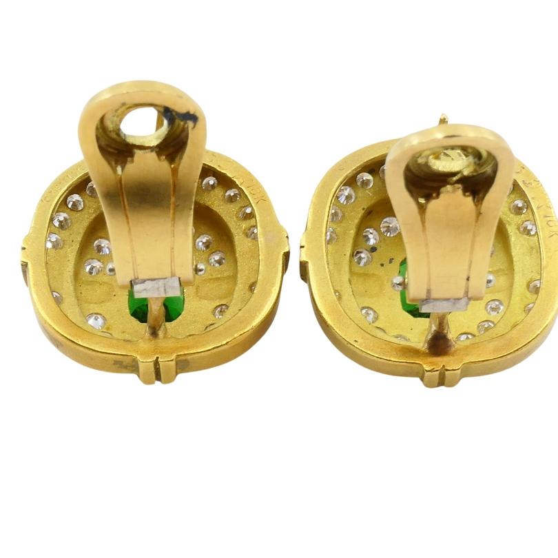 Women's Kieselstein-Cord Earrings 18k Gold Green Tourmaline Diamond For Sale