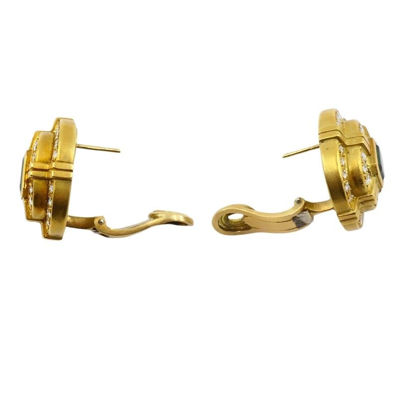 Kieselstein-Cord Earrings 18k Gold Green Tourmaline Diamond For Sale 2