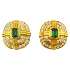 Kieselstein-Cord Boucles d'oreilles en or 18 carats avec tourmaline verte et diamants