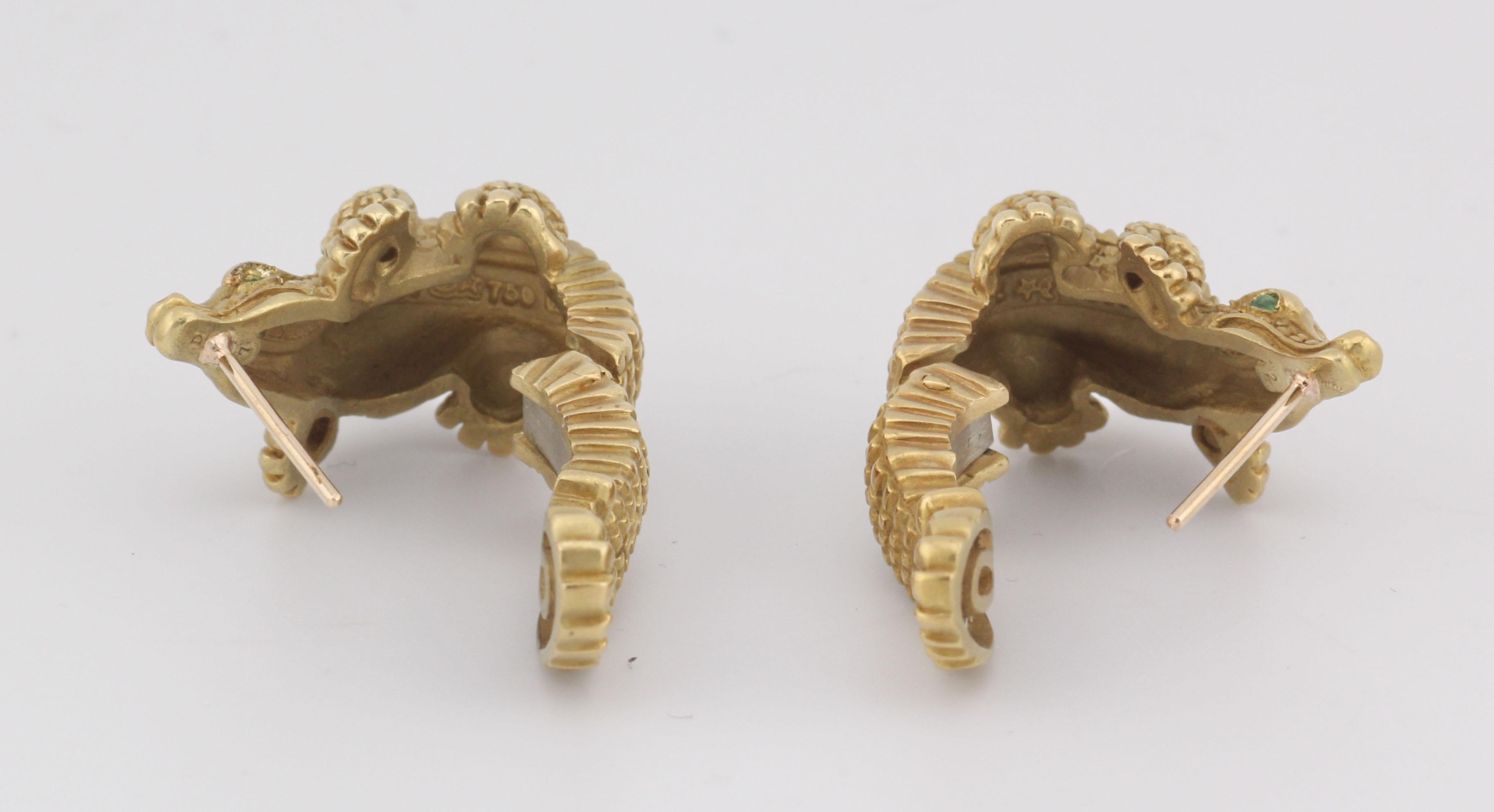 KIESELSTEIN-CORD Boucles d'oreilles Emeraude en or jaune 18k et Alligator en vente 5