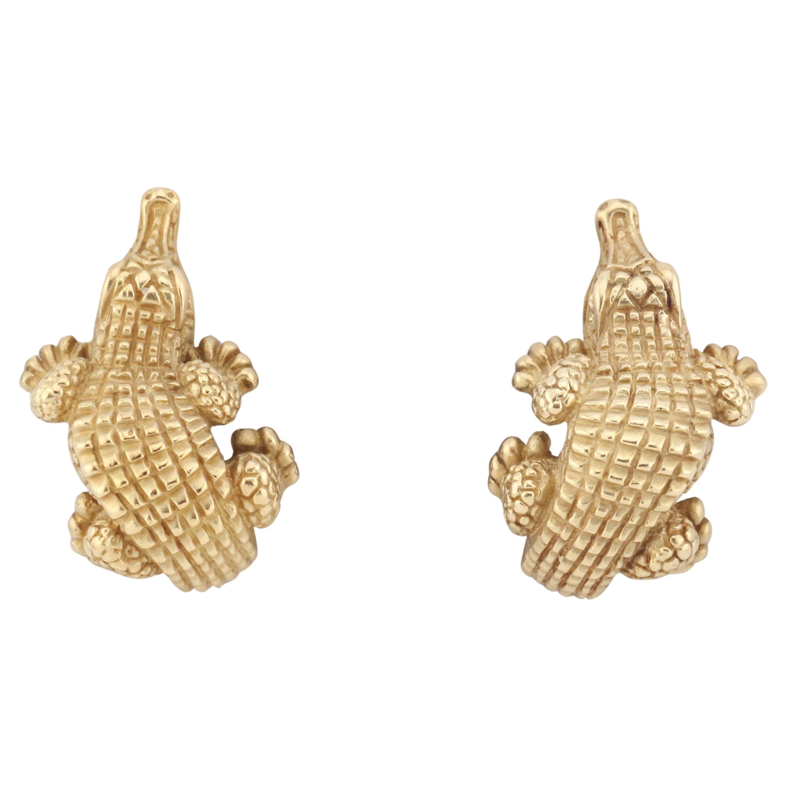 KIESELSTEIN-CORD Boucles d'oreilles Emeraude en or jaune 18k et Alligator en vente