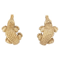 Kieselstein-Cord Emerald 18k Yellow Gold Alligator Hoop Earrings