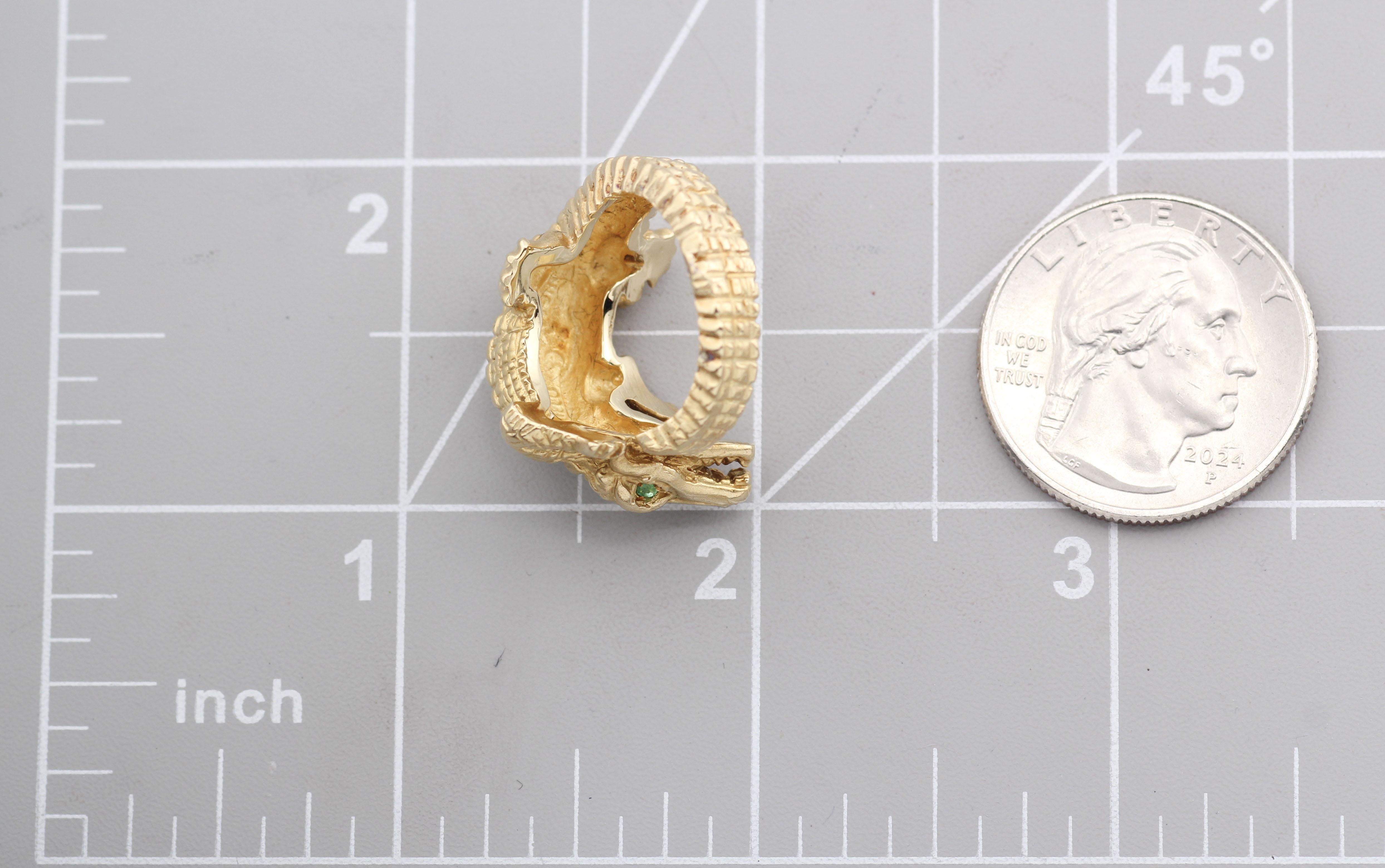 Anillo Kieselstein-Cord Esmeralda Cocodrilo Oro Amarillo 18K Talla 5 en venta 6