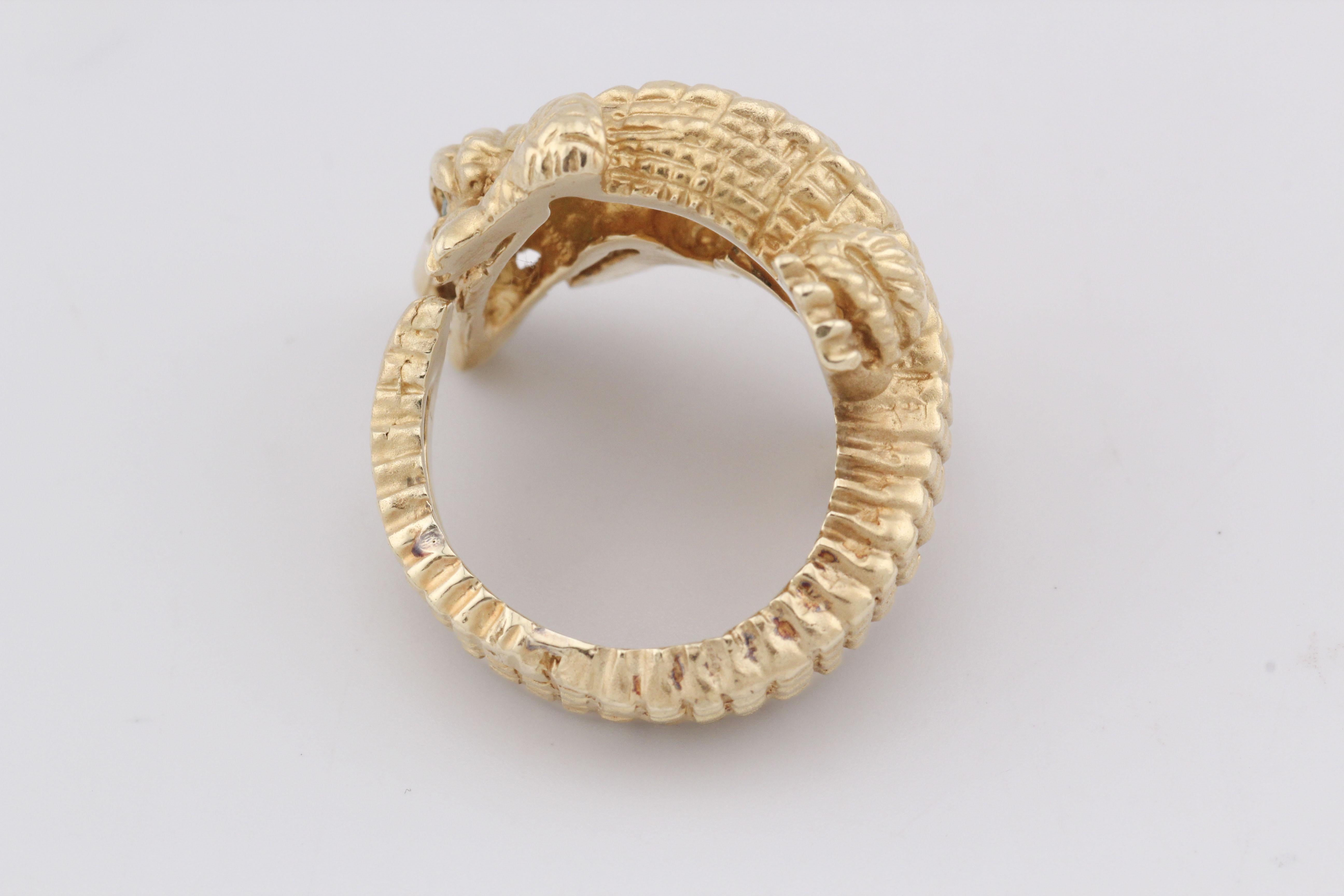 Anillo Kieselstein-Cord Esmeralda Cocodrilo Oro Amarillo 18K Talla 5 en Bueno estado para la venta en Simpsonville, SC