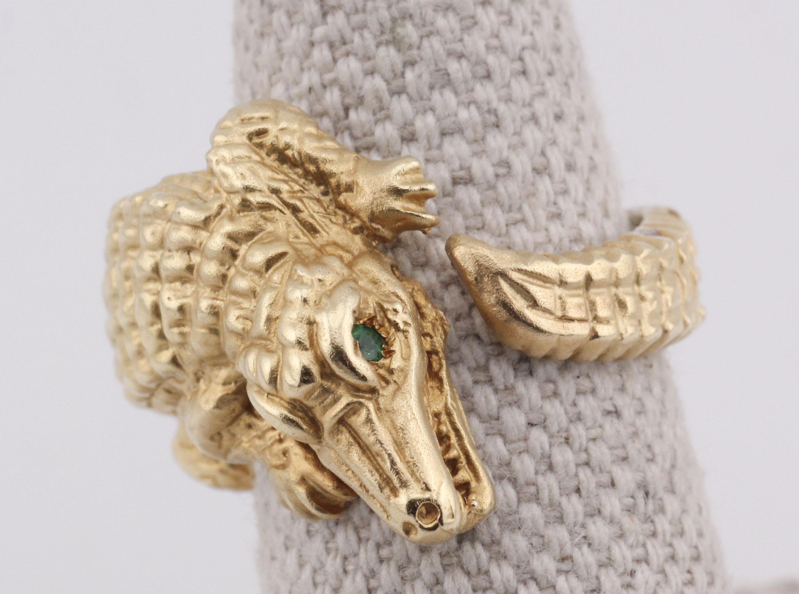 Anillo Kieselstein-Cord Esmeralda Cocodrilo Oro Amarillo 18K Talla 5 en venta 3