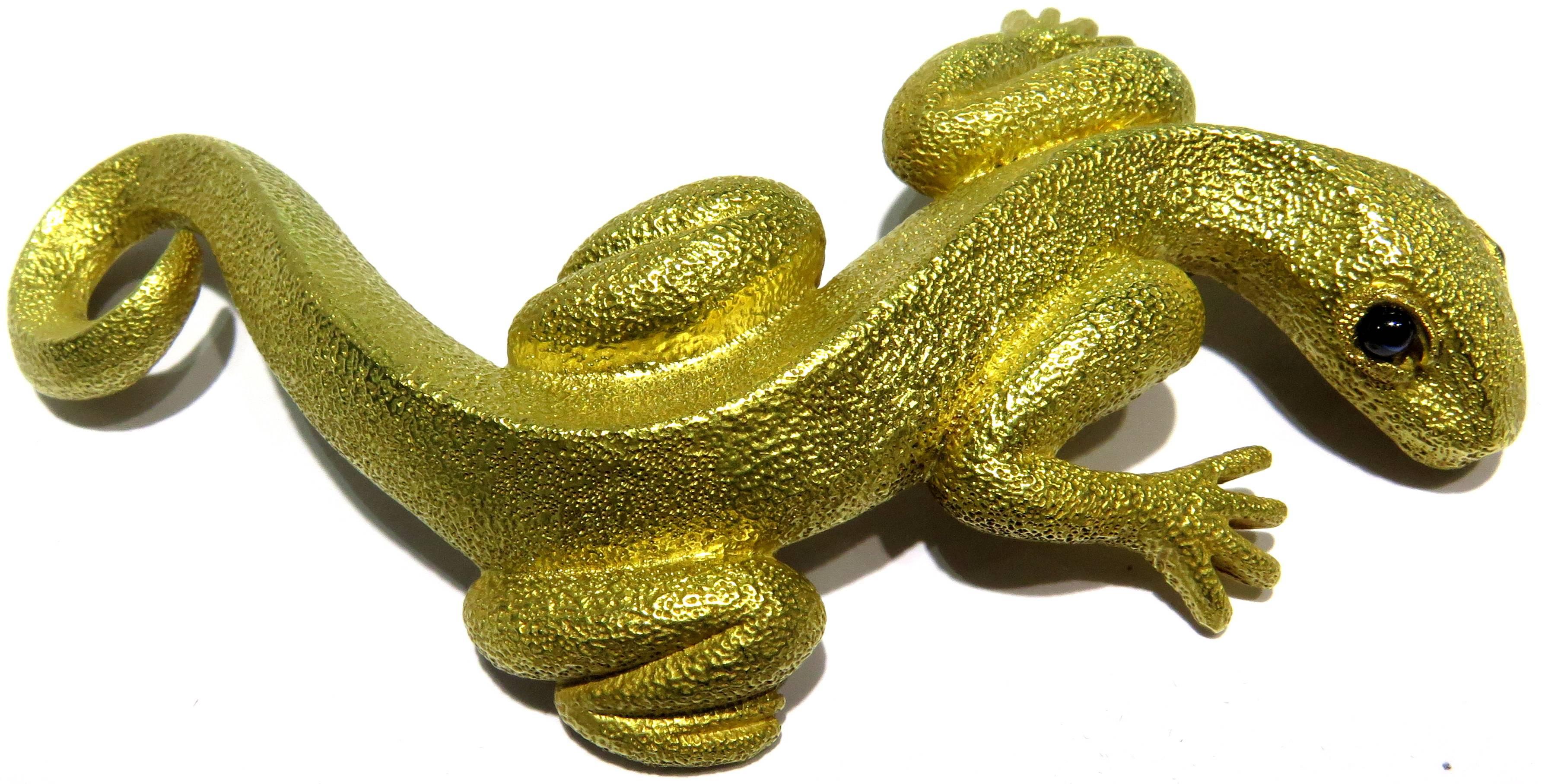 Kieselstein-Cord Enormous Gold Lizard/Salamander Sapphire Pin/Brooch Dated 1990 For Sale 3