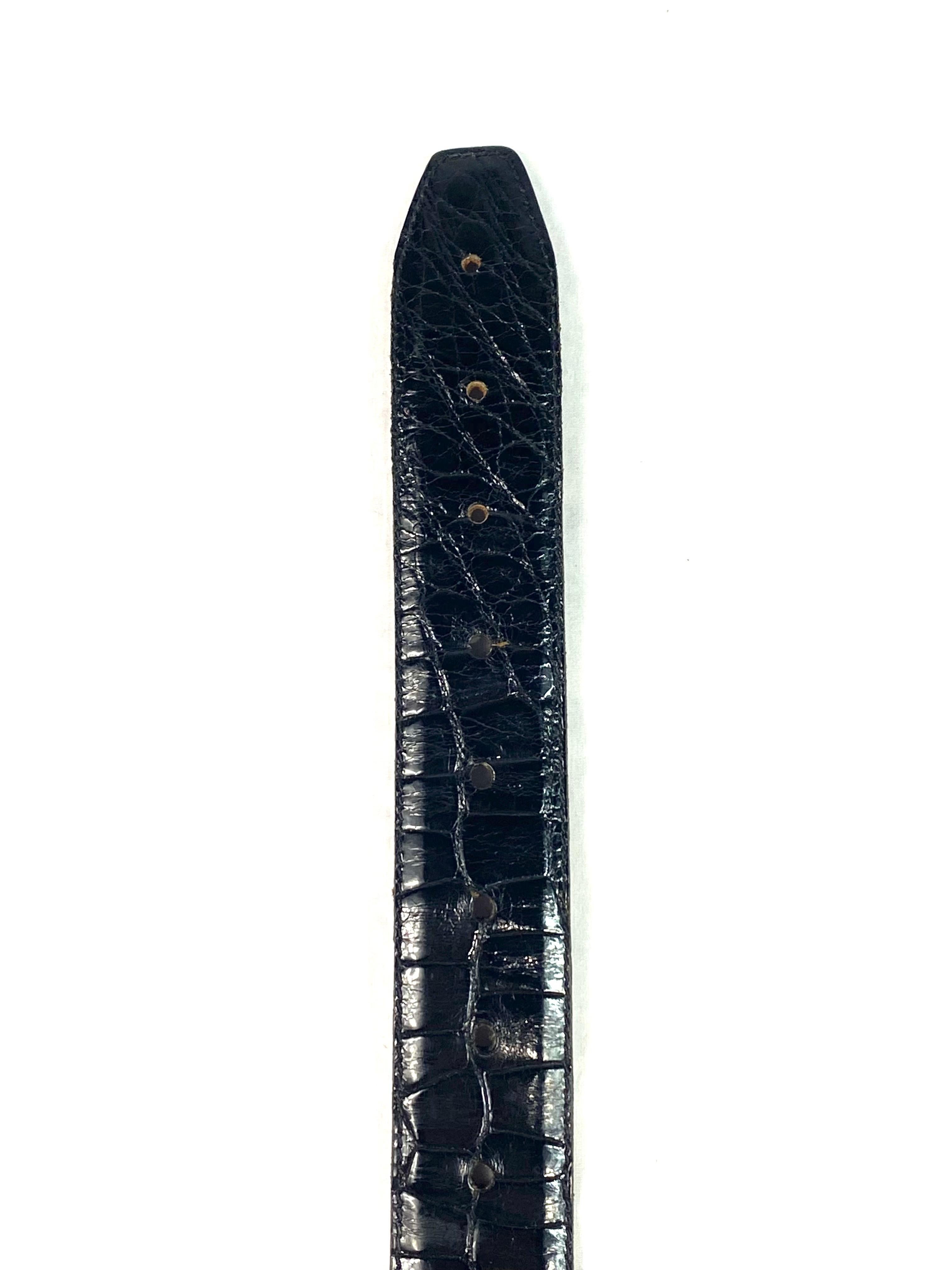 Noir Kieselstein Cord - Ceinture Geniune en alligator, taille 2  en vente