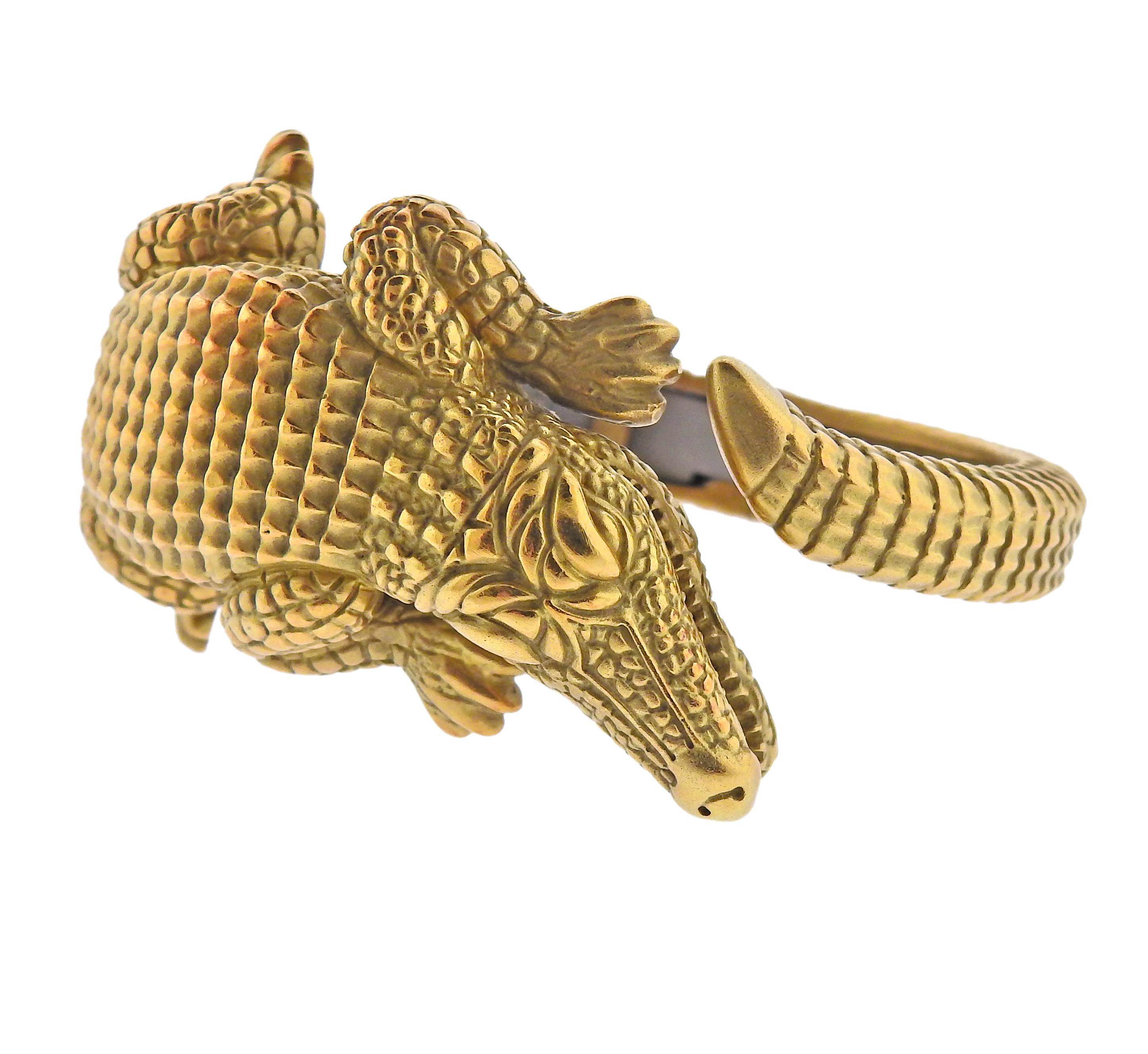 Iconic Alligator bracelet by Barry Kieselstein-Cord in 18k gold.  Bracelet will fit approx. 7-7.5