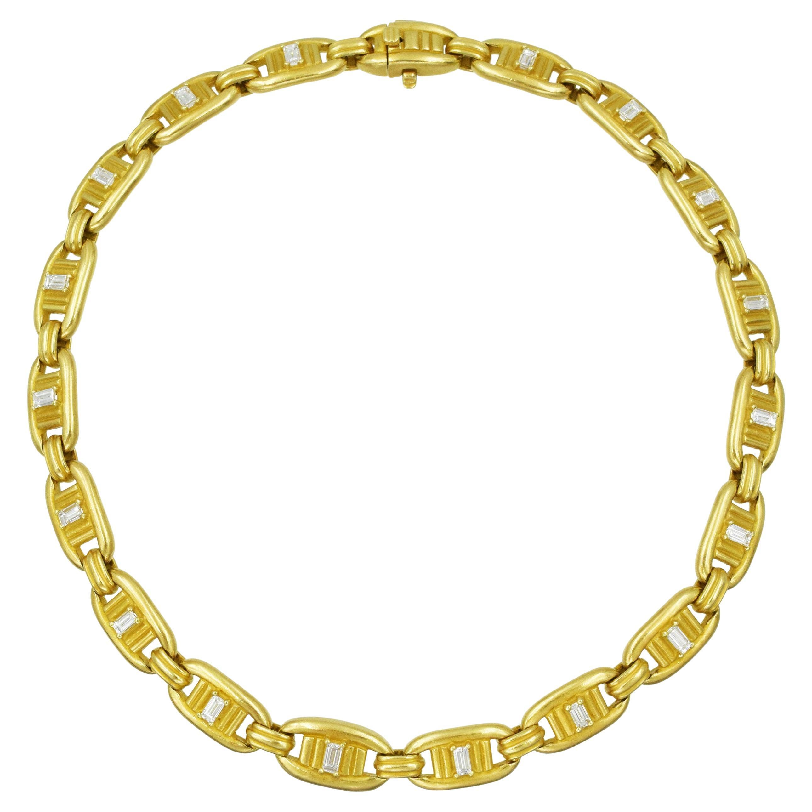 Kieselstein-Cord-Halskette aus Gold und Diamanten 