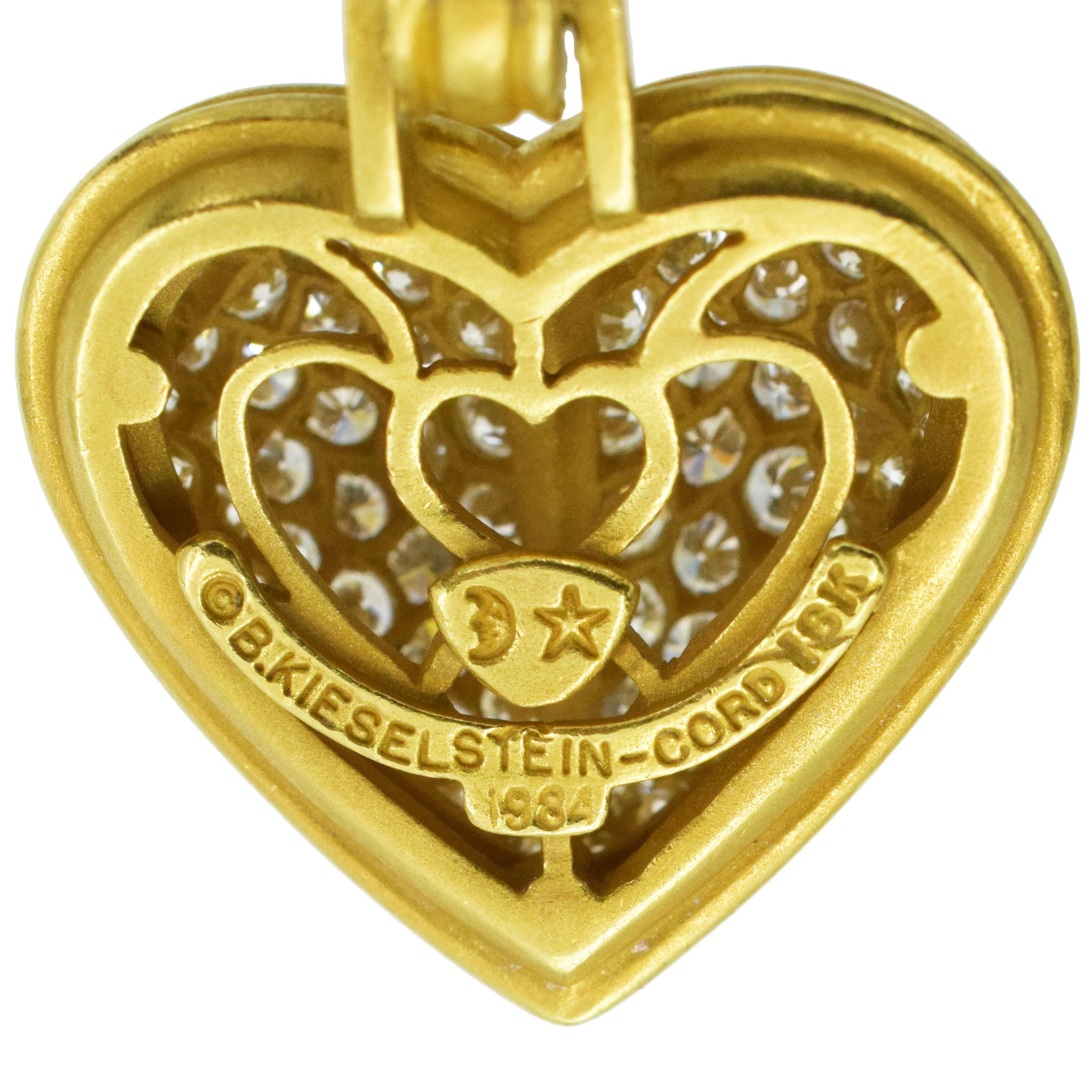 Kieselstein Cord  Gold and Diamond Detachable Heart Pendant In Excellent Condition For Sale In New York, NY
