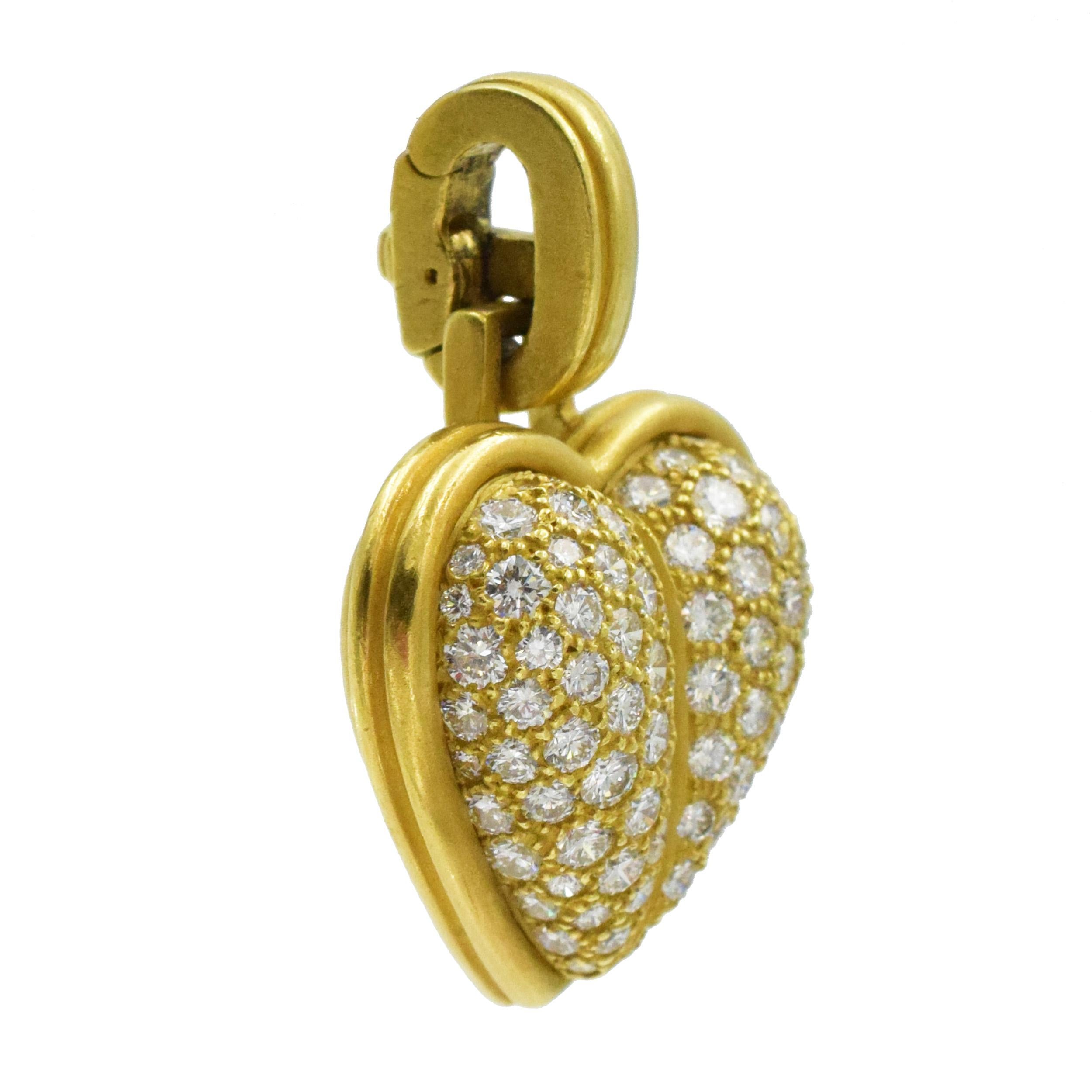 Women's Kieselstein Cord  Gold and Diamond Detachable Heart Pendant For Sale