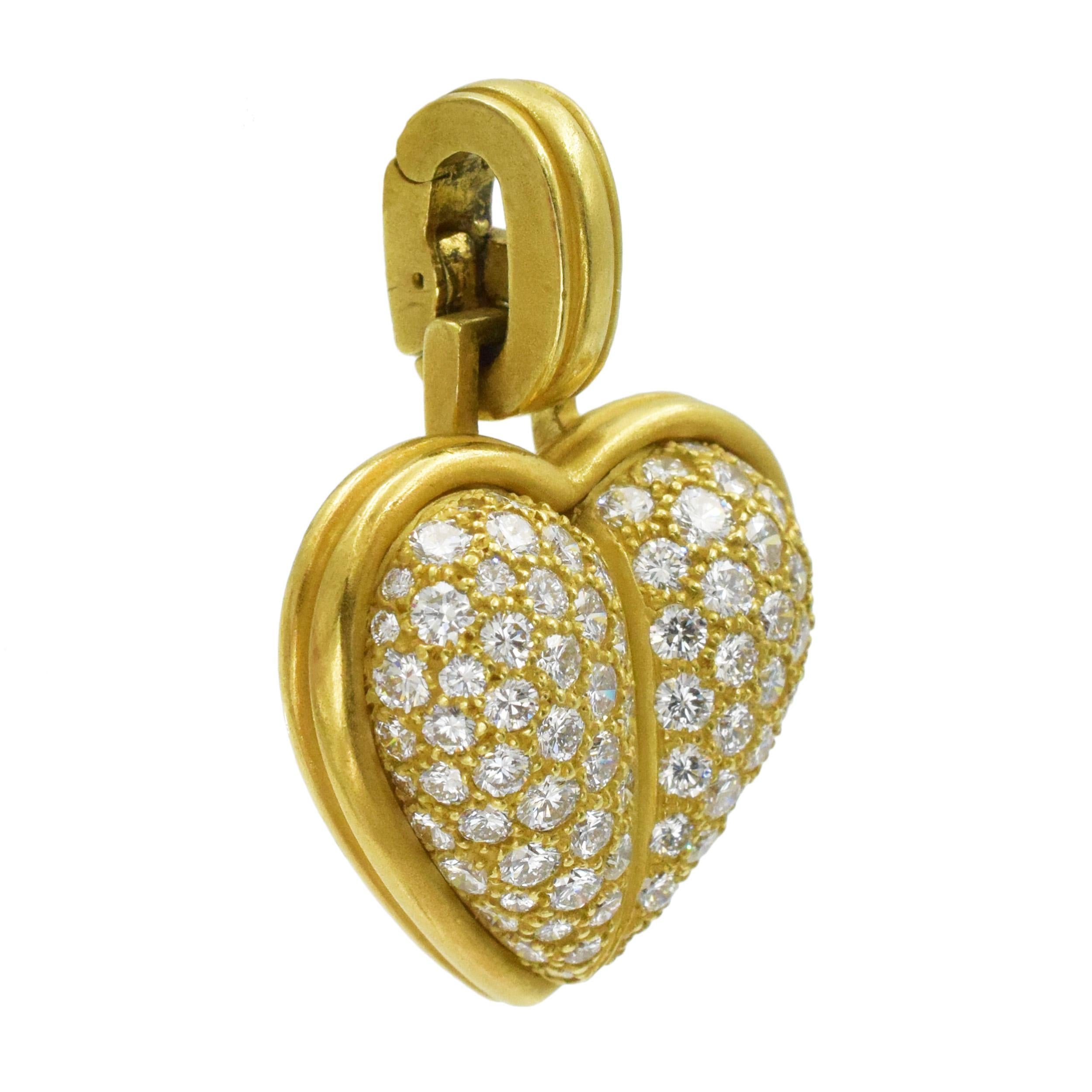 Kieselstein Cord  Gold and Diamond Detachable Heart Pendant For Sale 1