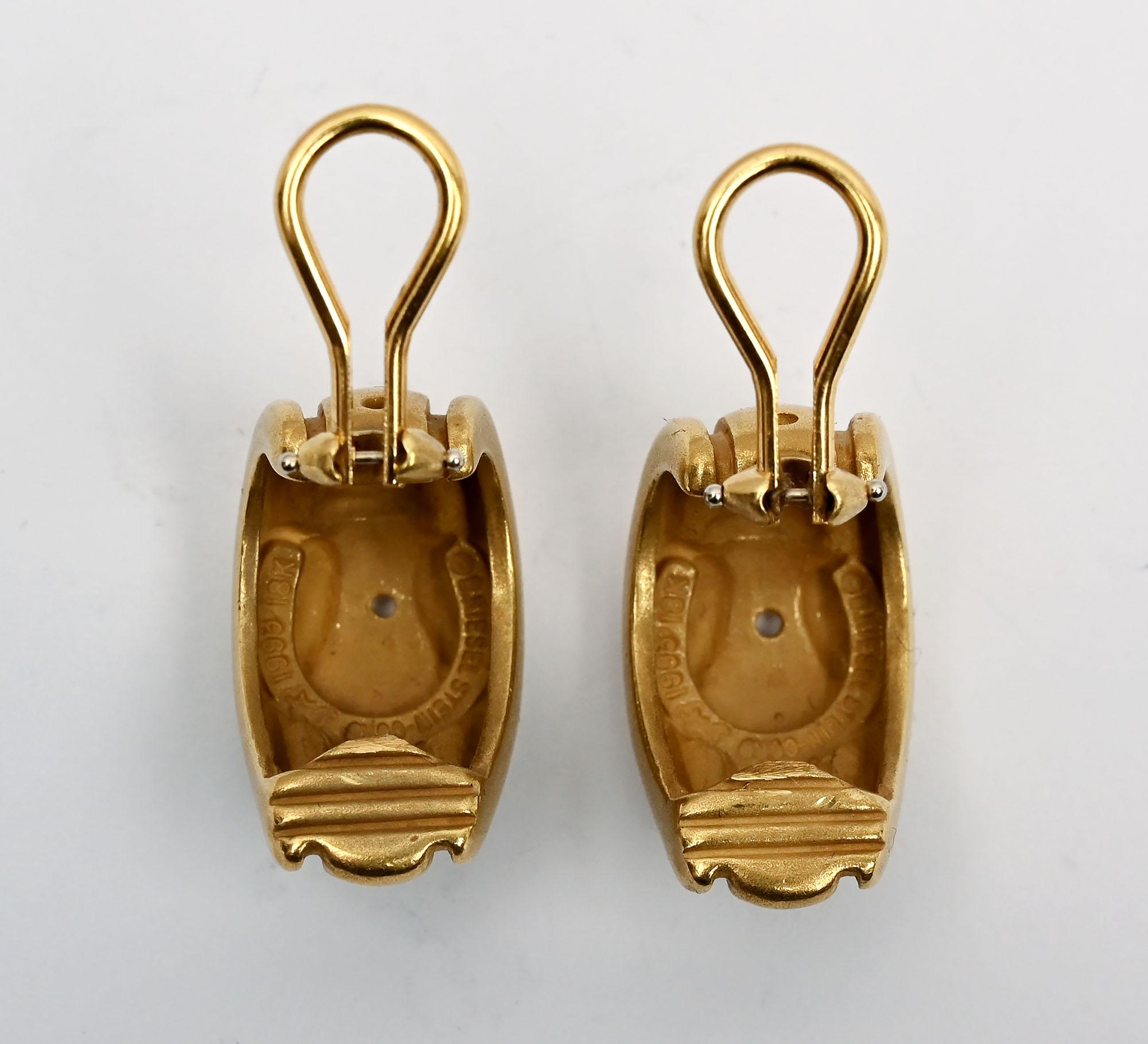Kieselstein Cord Gold Buckle Earrings For Sale 1