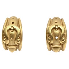 Retro Kieselstein Cord Gold Buckle Earrings