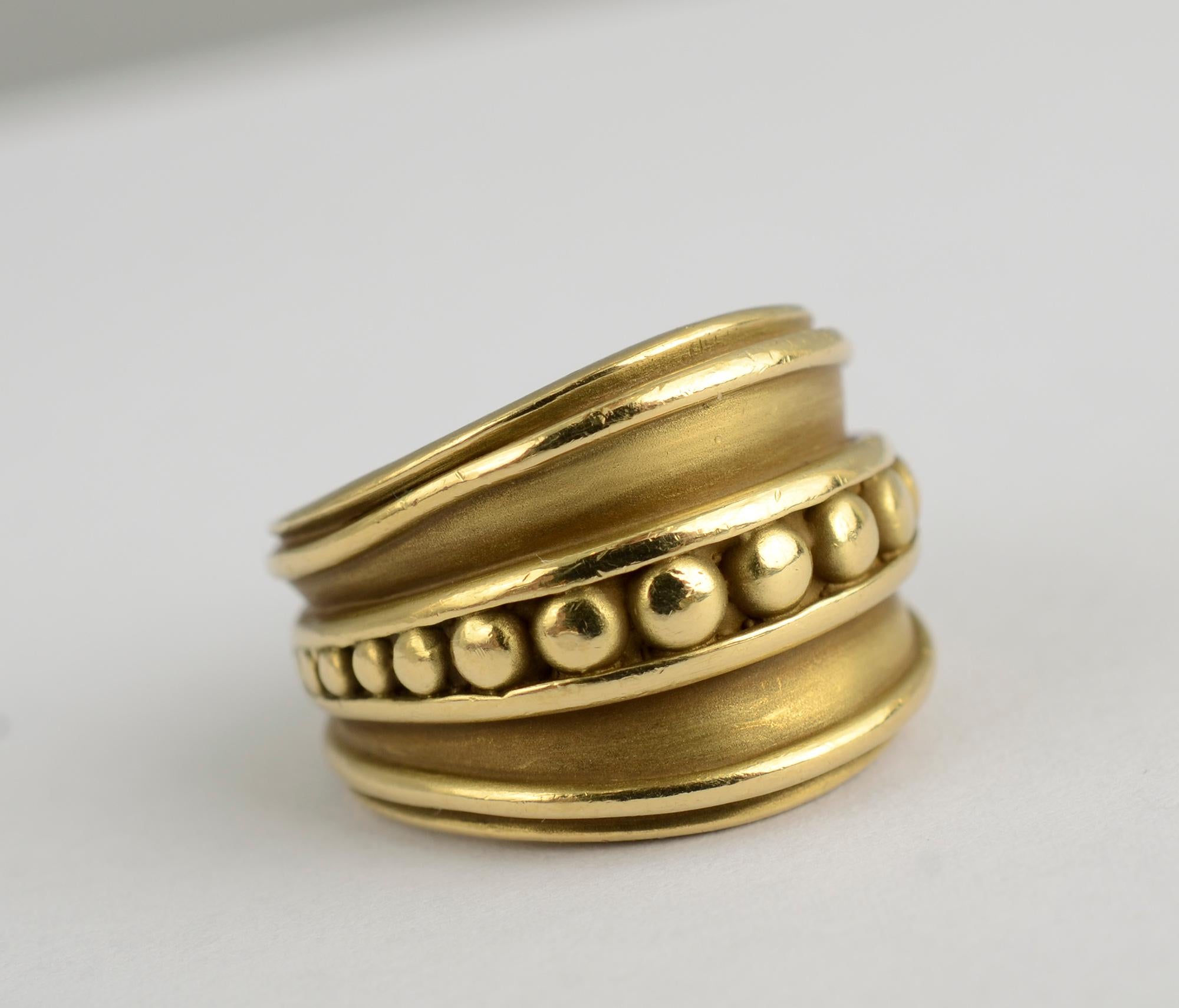Wonderful tailored design ring by Barry Kieselstein Cord. The ring is 5/8
