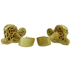 Kieselstein-Cord Guardian Lion Foo Dog Cufflinks & 4 Shirt Studs Set