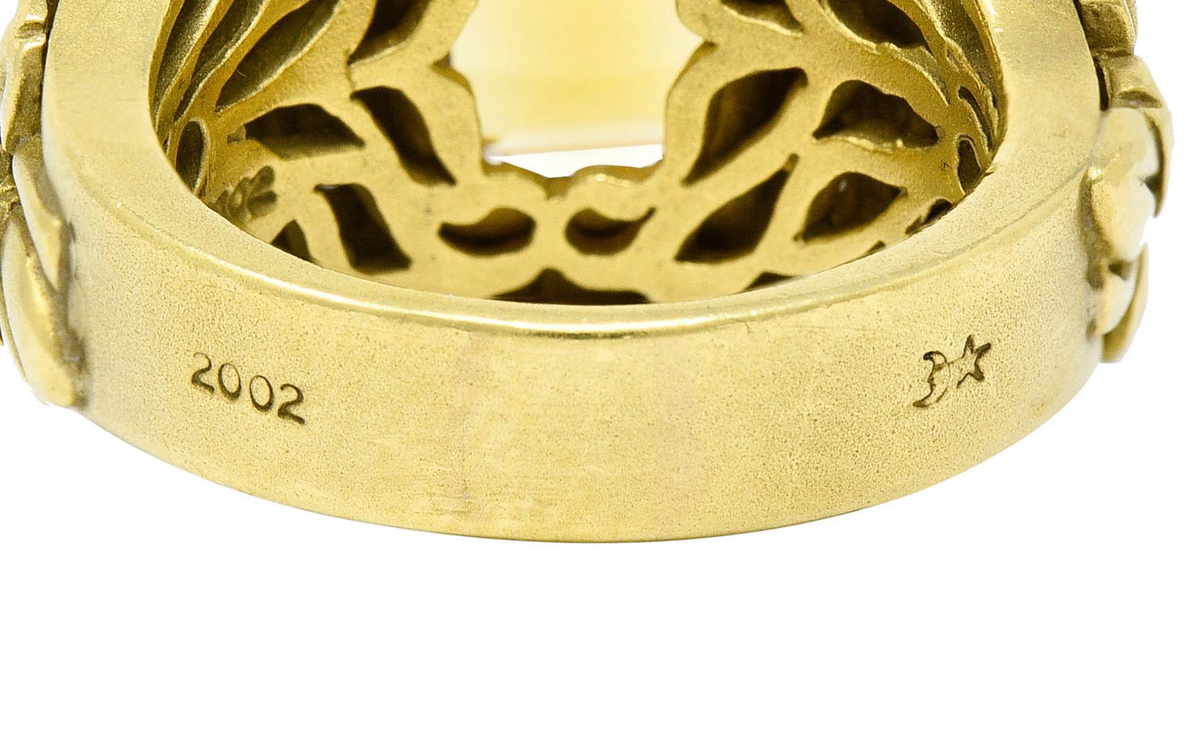 Kieselstein Cord Heliodor Golden Beryl Diamond 18 Karat Yellow Gold Flower Ring 4