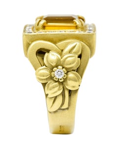 Kieselstein Cord Heliodor Golden Beryl Diamond Bague fleur en or jaune 18 carats