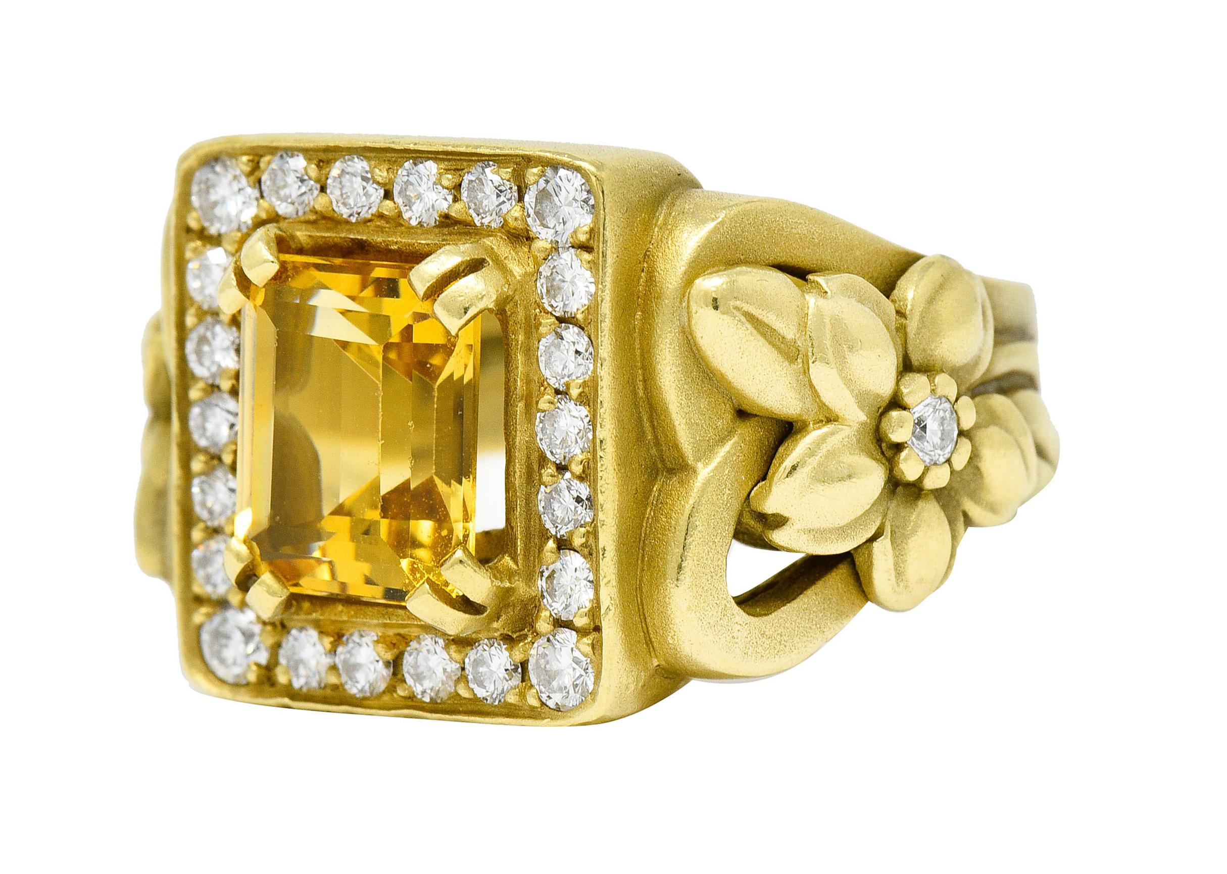 Kieselstein Cord Heliodor Golden Beryl Diamond 18 Karat Yellow Gold Flower Ring 1