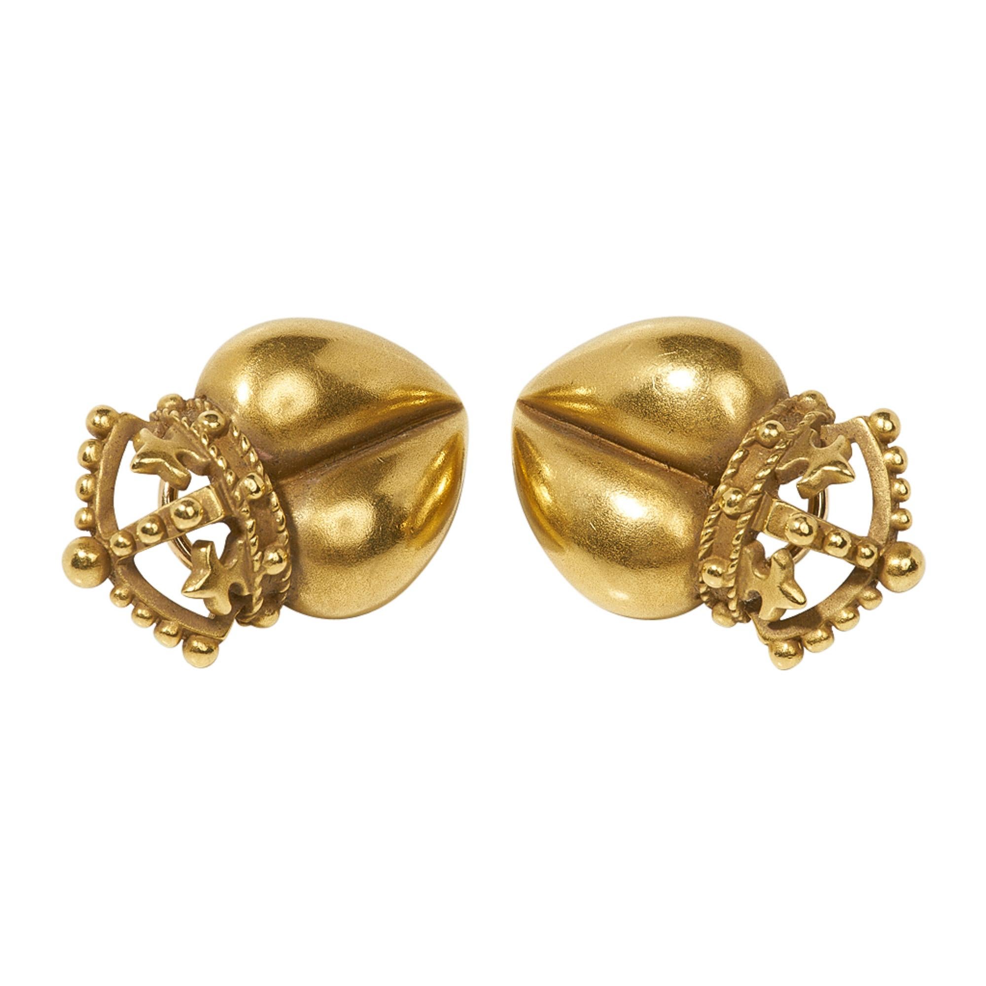 Kieselstein-Cord ikonische Herzkrone-Ohrringe aus Gold Damen im Angebot