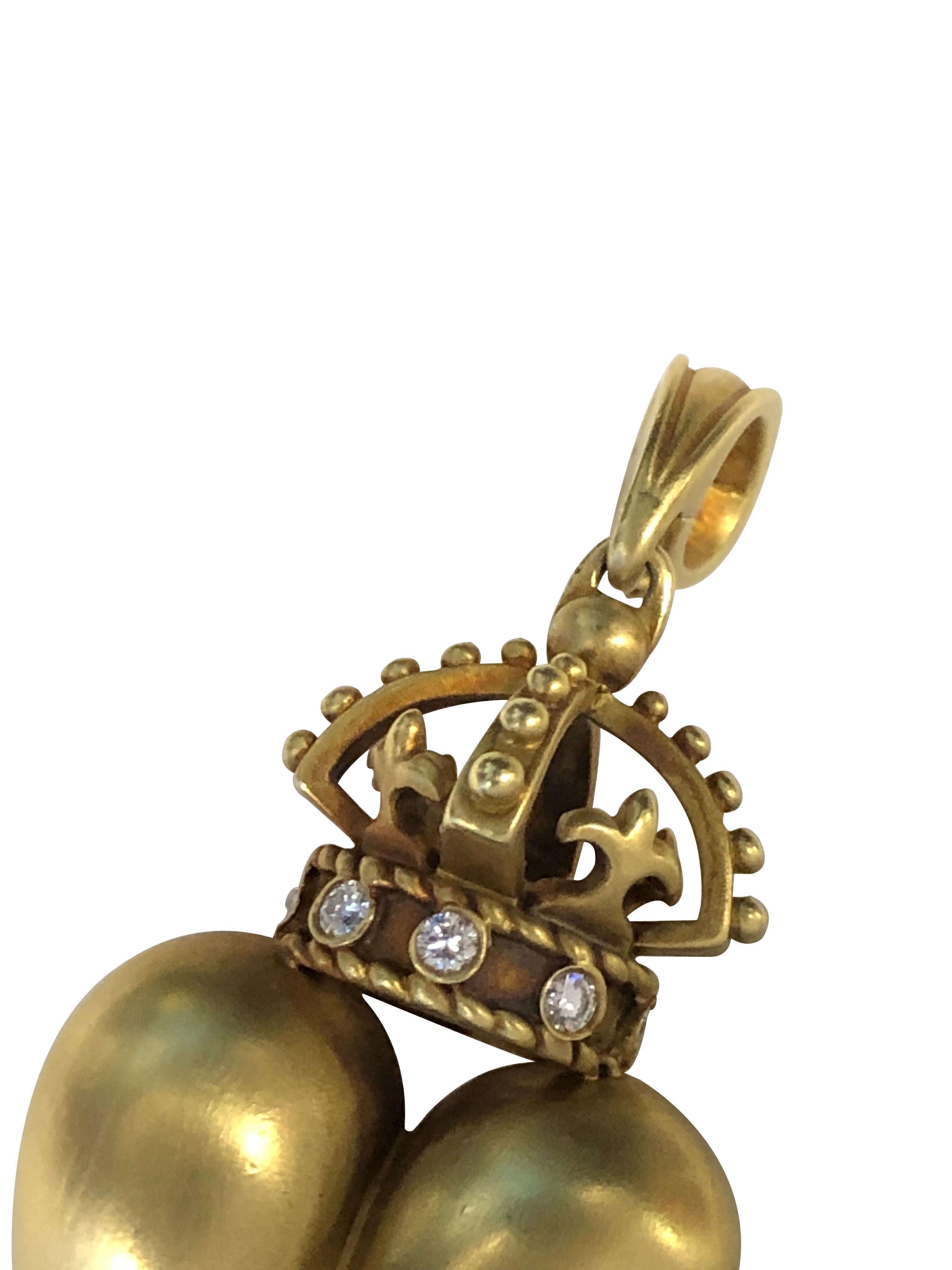 Kieselstein Cord Iconic Großer Herzanhänger aus Gelbgold mit Diamanten für Damen oder Herren im Angebot