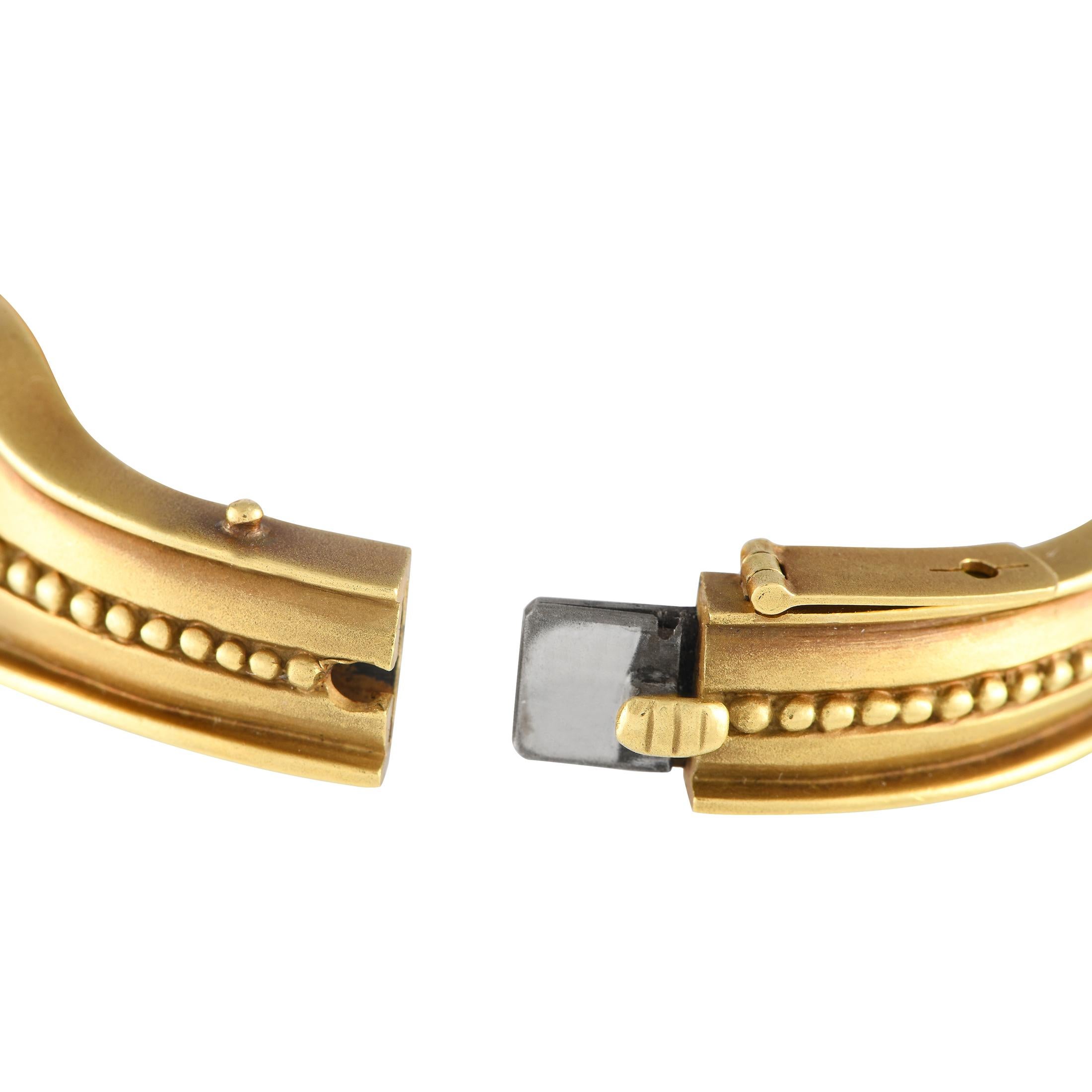 Mixed Cut Kieselstein-Cord Intaglio 18K Yellow Gold Blood Stone Carnelian Bangle Bracelet For Sale