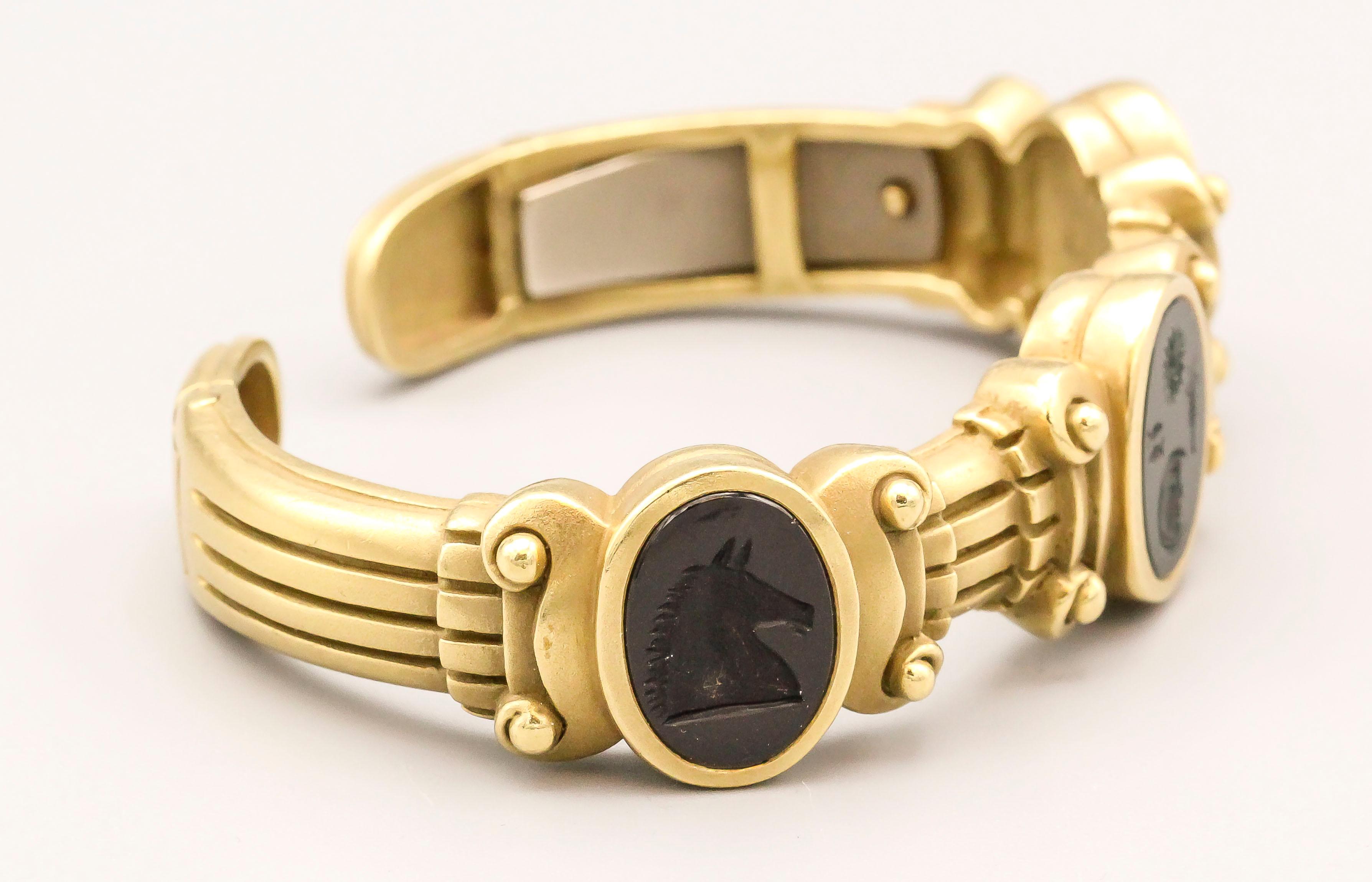 Kieselstein-Cord Intaglio and 18 Karat Gold Cuff Bracelet In Good Condition In New York, NY