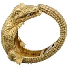 Kieselstein-Cord Großes 18 Karat Gold Alligator-Manschetten-Armband