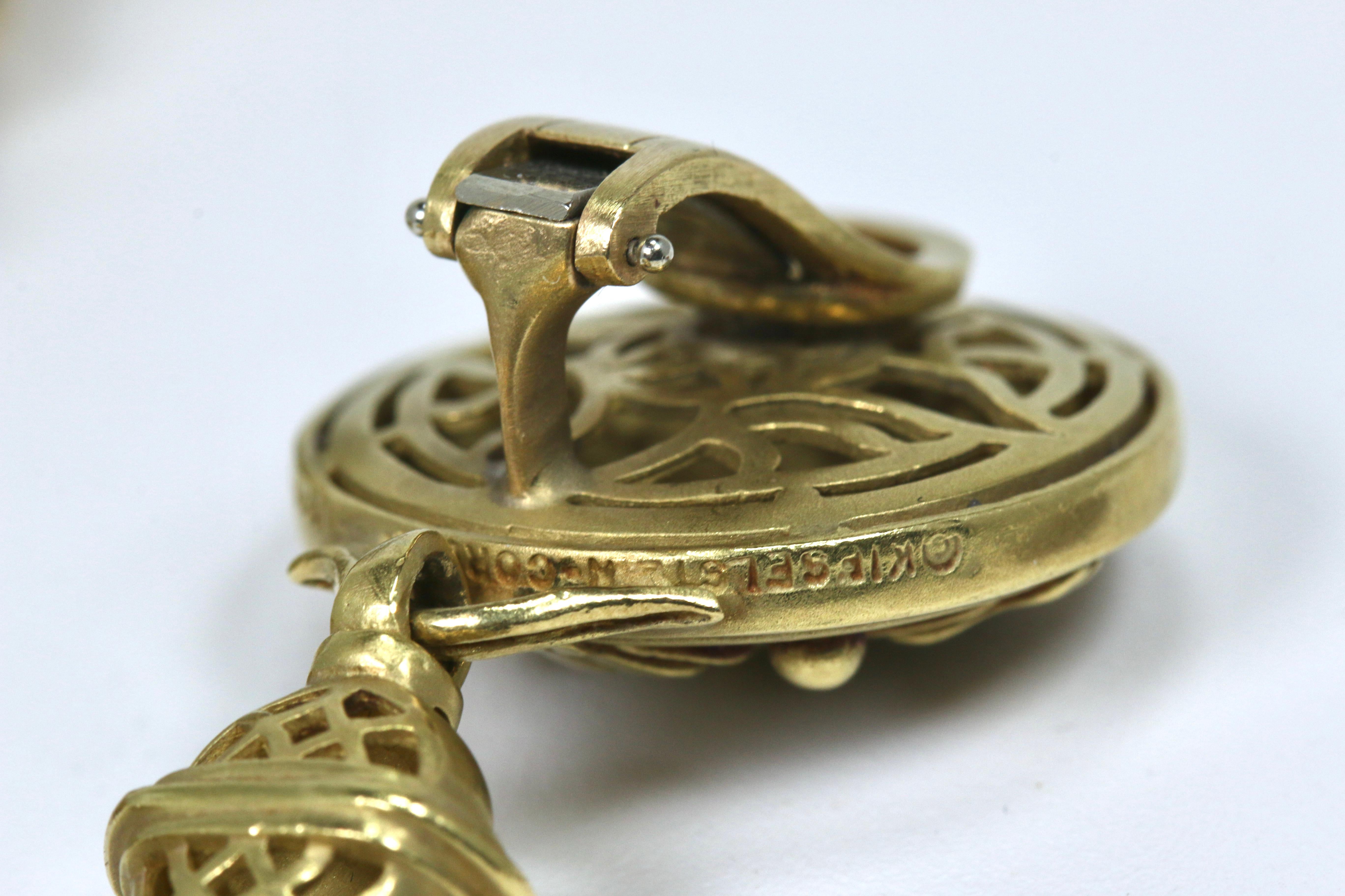 Women's Kieselstein Cord Large Dangle Yellow Gold Earrings