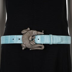 KIESELSTEIN-CORD light blue MATTE CROCODILE Belt Strap Sz 5