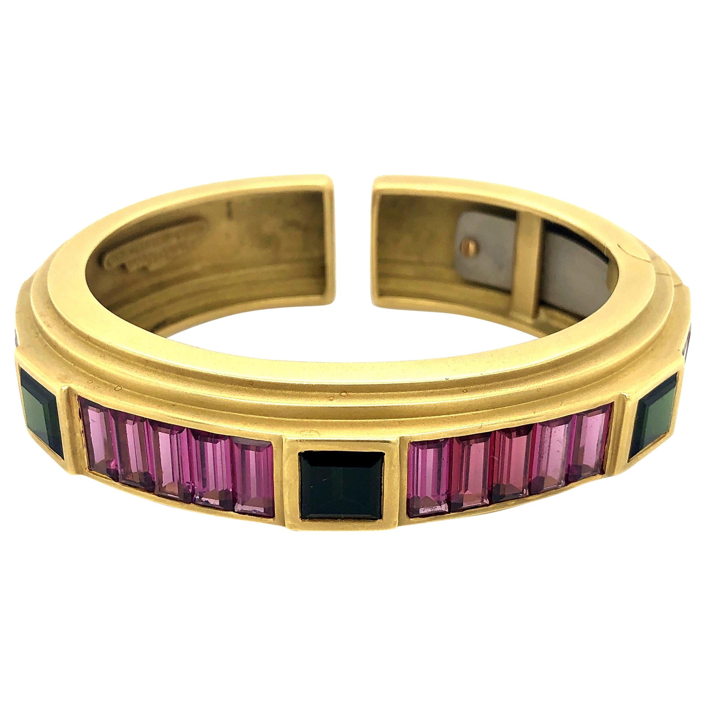 Kieselstein-Cord Pink Green Tourmaline Cuff For Sale