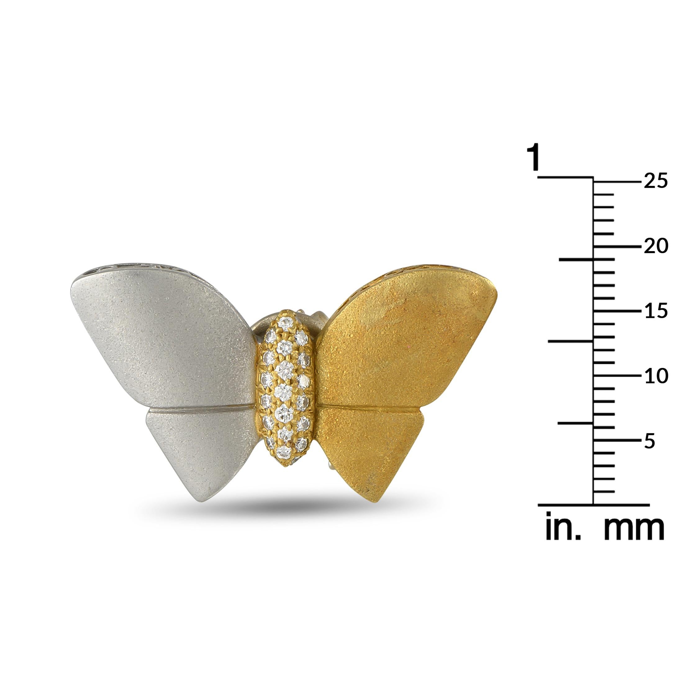 Kieselstein-Cord Platinum & 18K Yellow Gold 0.70ct Diamond Clip-On Earrings In Excellent Condition For Sale In Southampton, PA