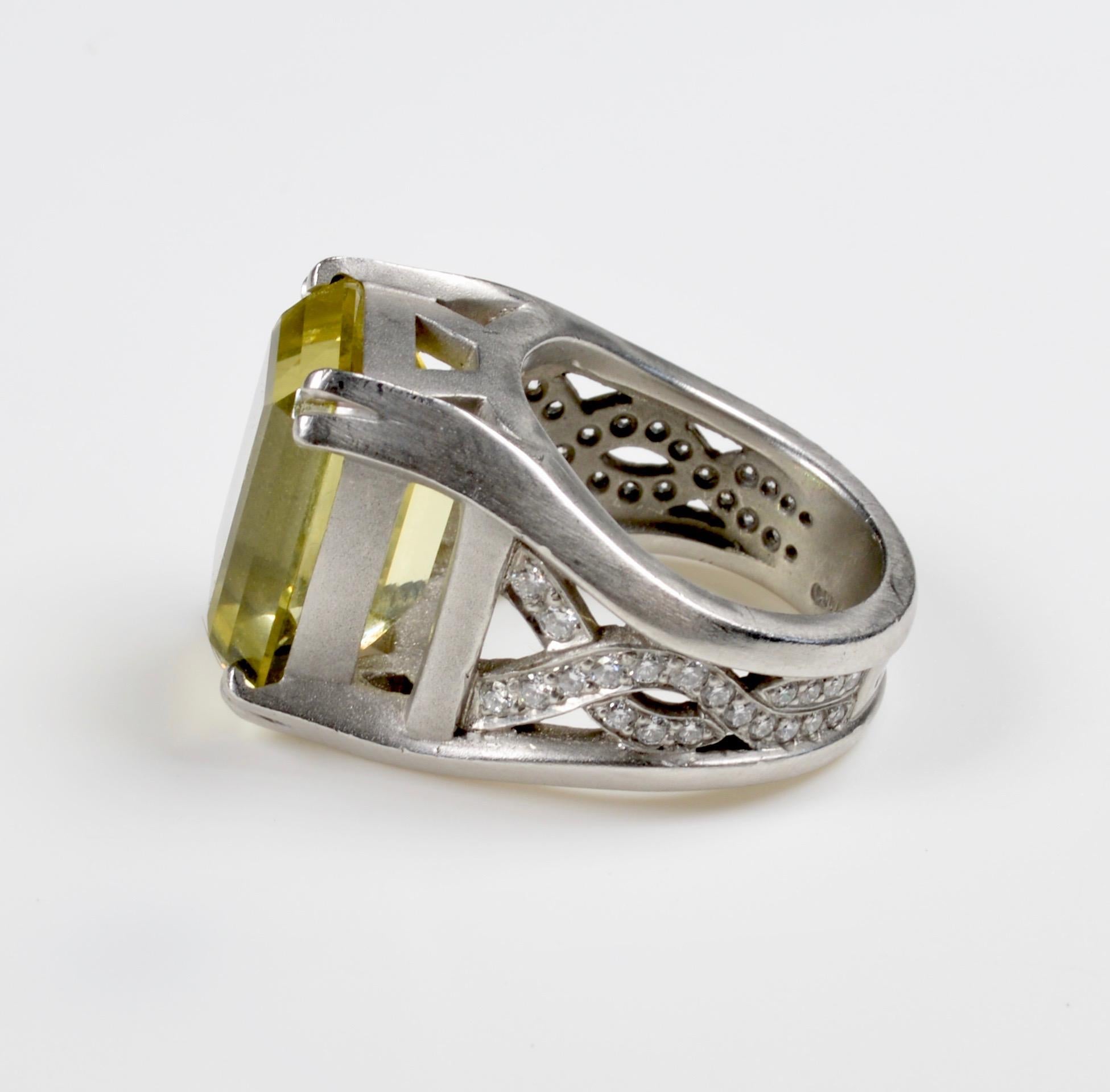 Women's or Men's Kieselstein-Cord Platinum Beryl and Diamond Ring, 1998