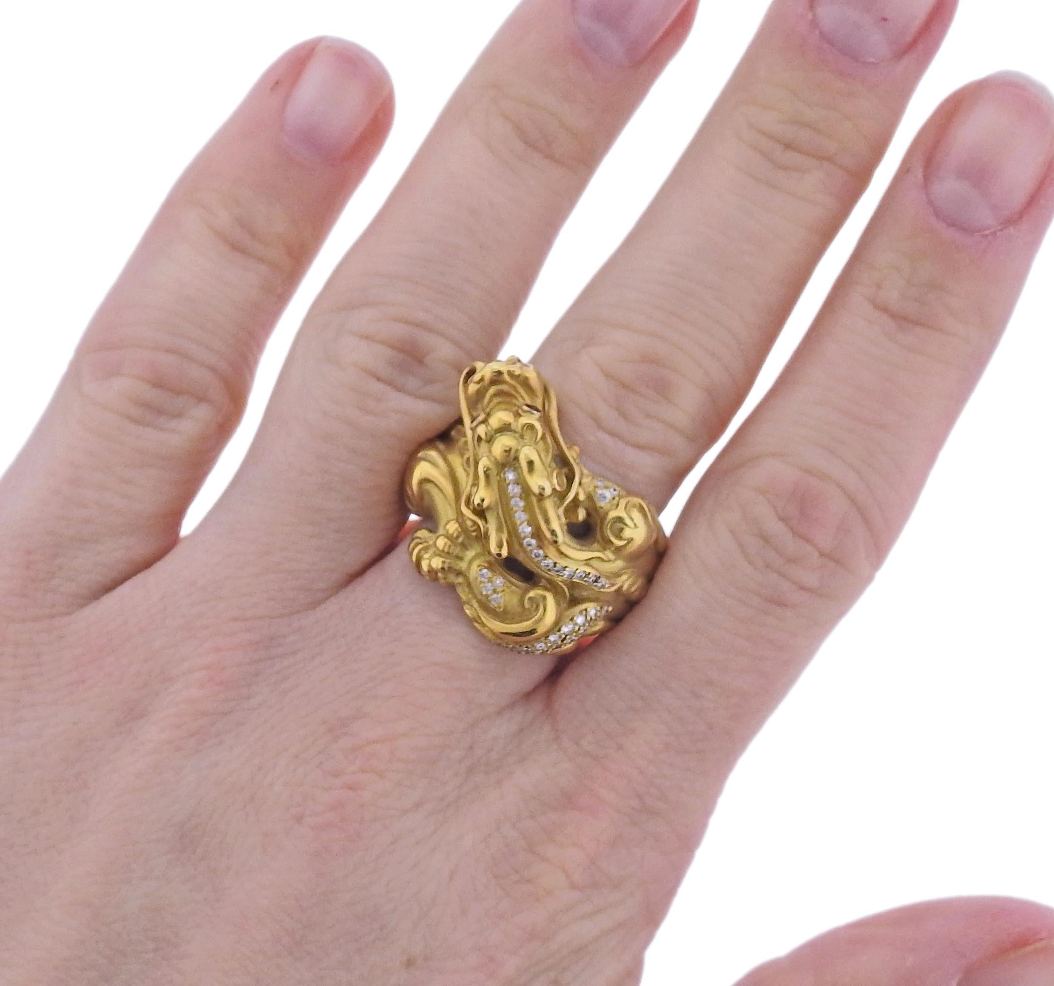 Women's Kieselstein Cord Rare Diamond Ruby Gold Dragon Ring