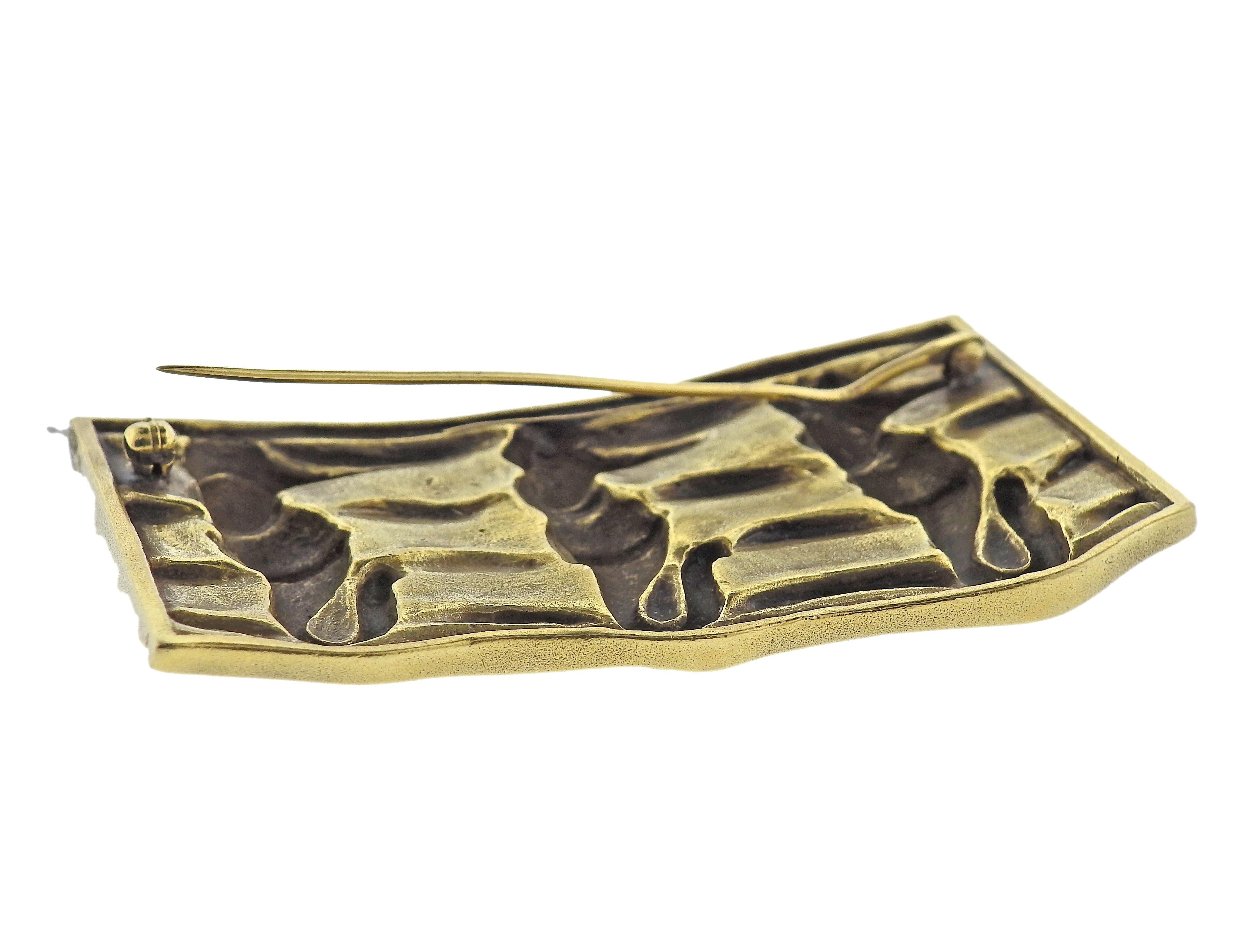 Women's Kieselstein Cord Seahorse Gold Brooch Pin For Sale