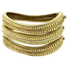 Vintage Kieselstein-Cord Set of Three Diamond Caviar Bangle Bracelets