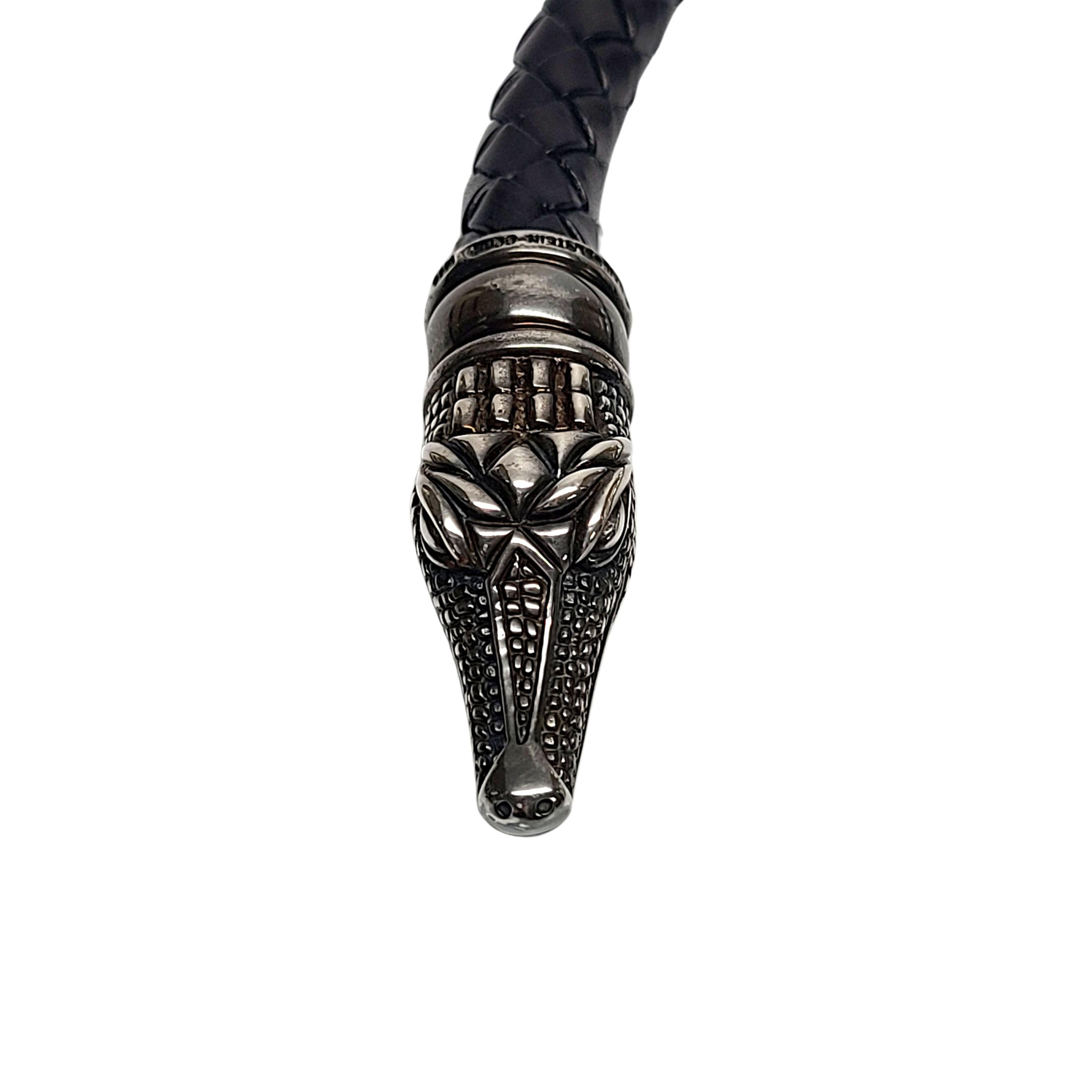 Kieselstein-Cord Sterling Alligatorkopf geflochtenes Leder Choker-Halskette mit Tasche im Zustand „Gut“ im Angebot in Washington Depot, CT