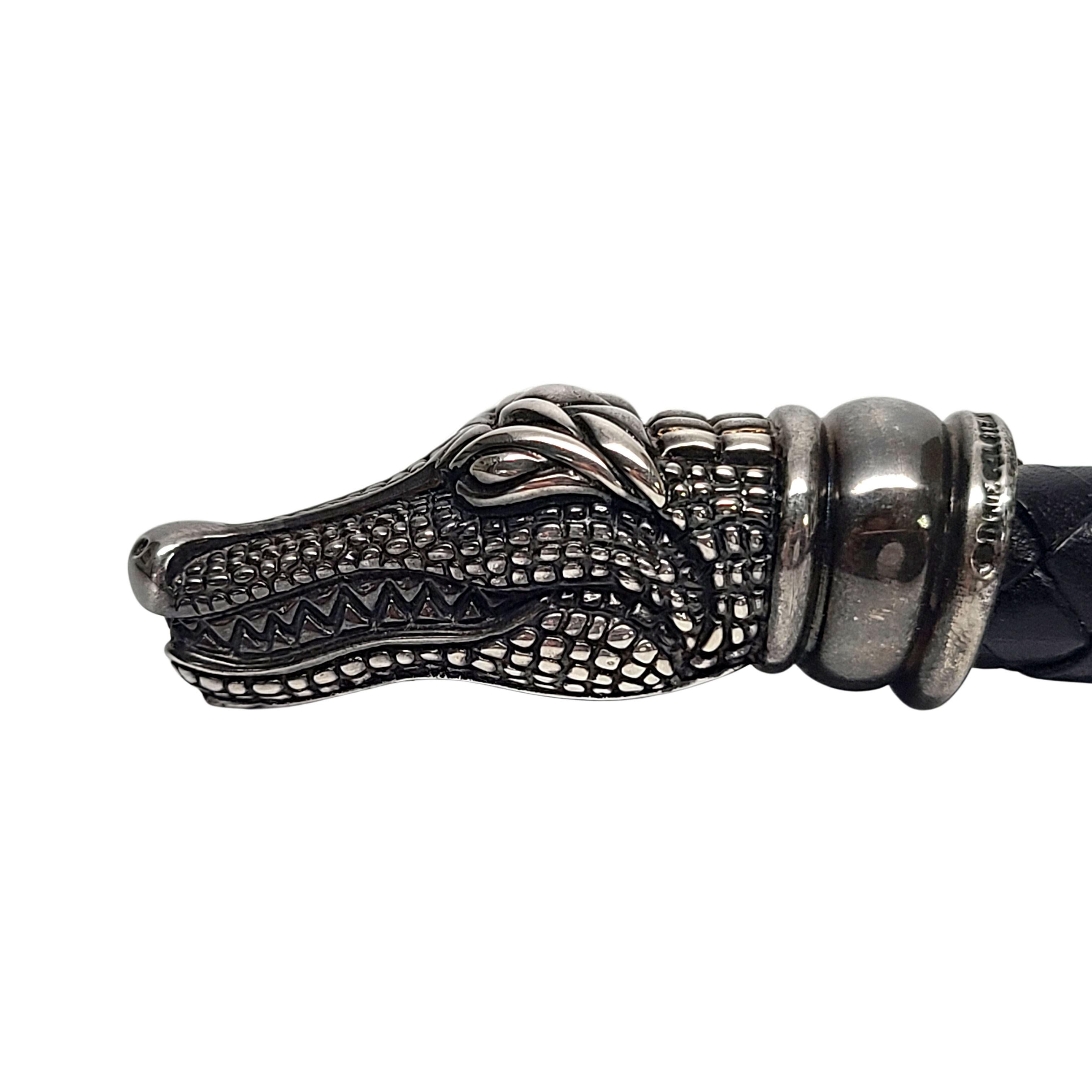 Kieselstein-Cord Sterling Alligatorkopf geflochtenes Leder Choker-Halskette mit Tasche Damen im Angebot