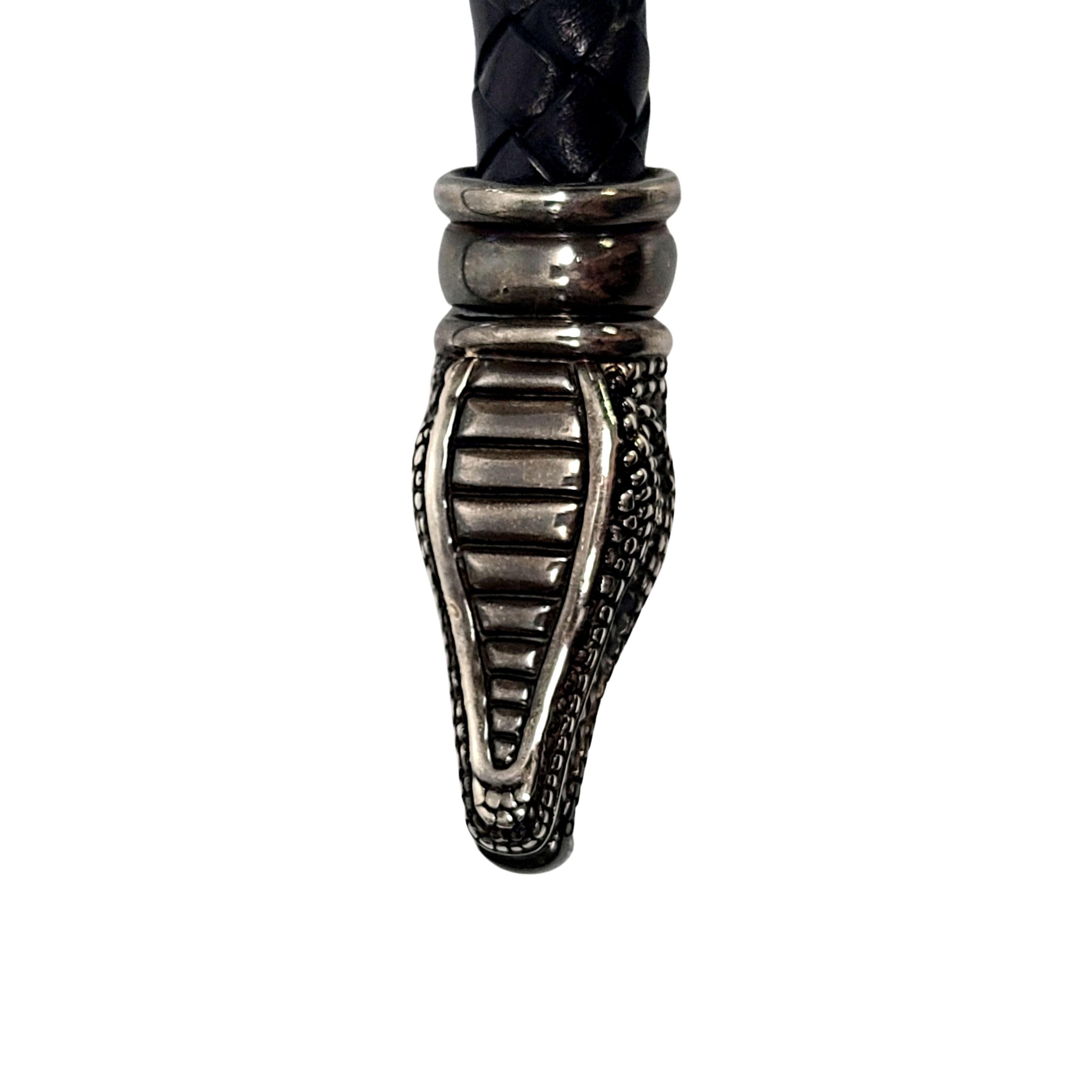 Kieselstein-Cord Sterling Alligatorkopf geflochtenes Leder Choker-Halskette mit Tasche im Angebot 2