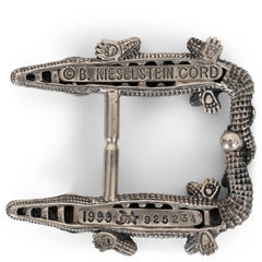 KIESELSTEIN-CORD sterling silver 1999 DOUBLE ALLIGATOR Belt Buckle
