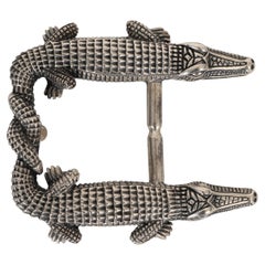 KIESELSTEIN-CORD sterling silver 1999 DOUBLE ALLIGATOR Belt Buckle