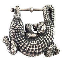 Vintage Kieselstein-Cord Sterling Silver Alligator Belt Buckle #15976
