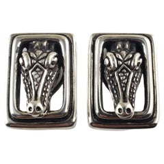 Vintage Kieselstein-Cord Sterling Silver Alligator Clip On Earrings #14597