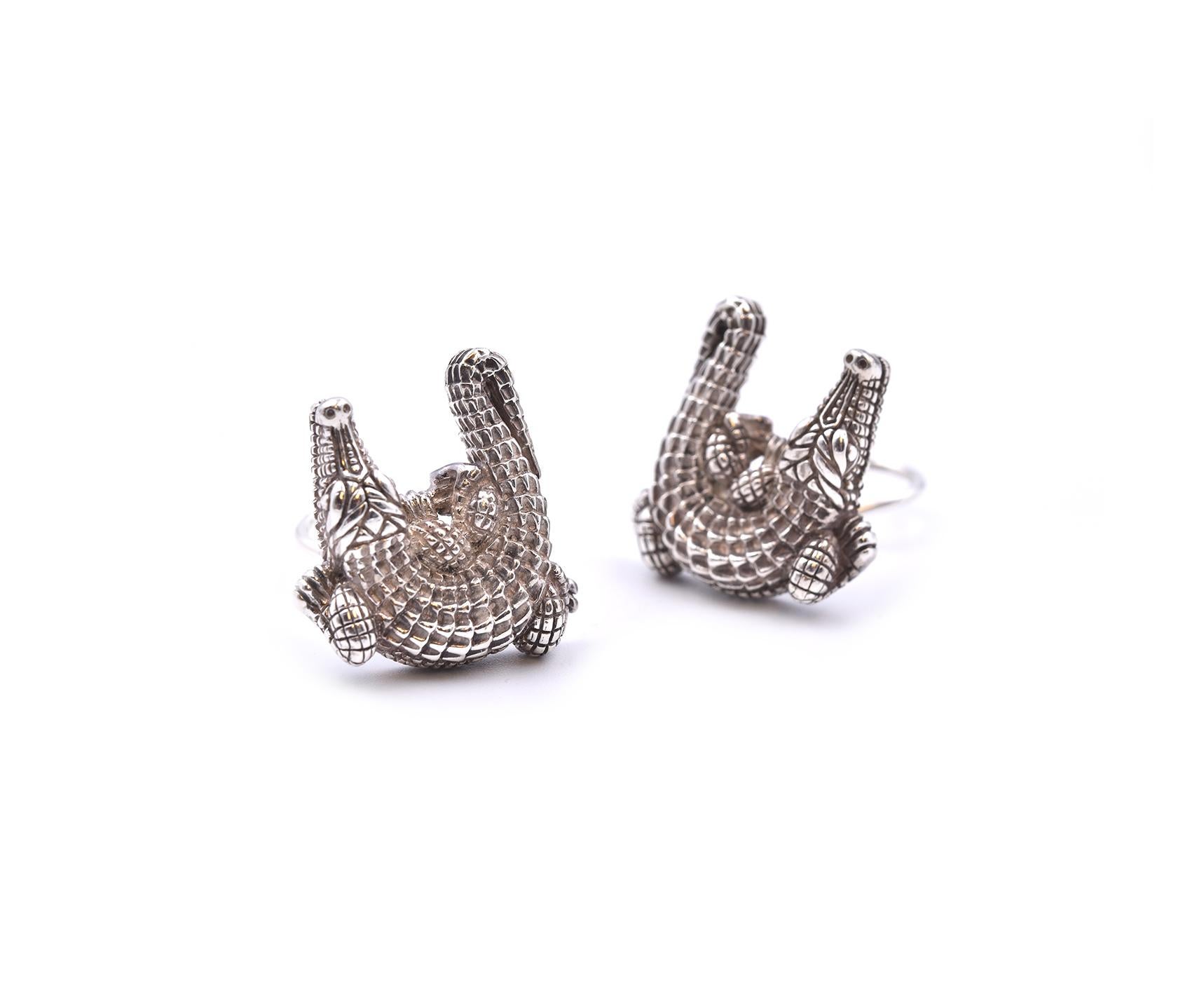 Kieselstein-Cord Sterling Silver Alligator Clip-On Earrings In Excellent Condition In Scottsdale, AZ